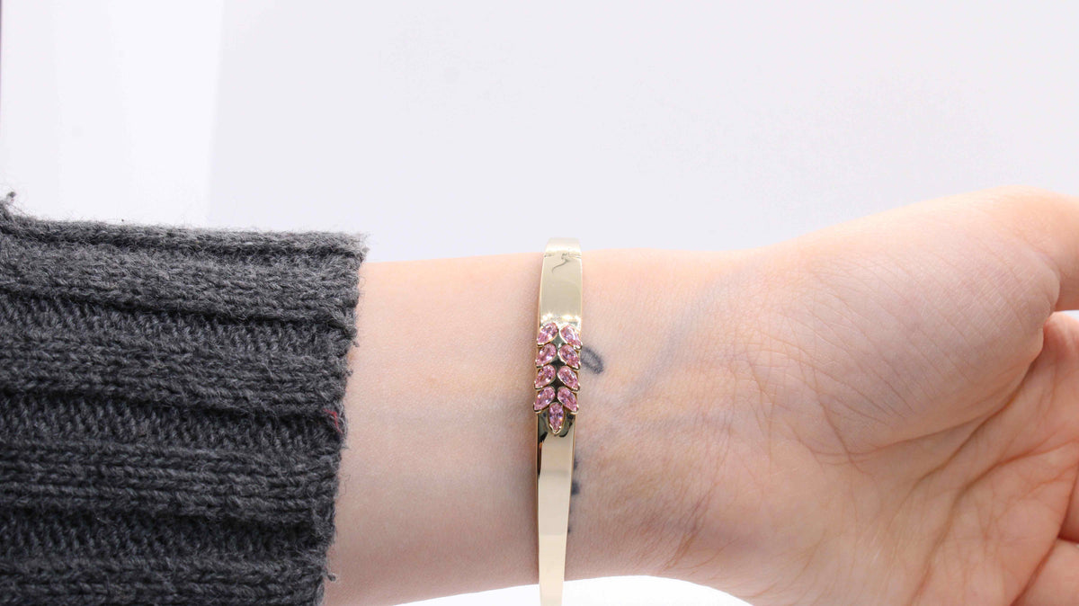 VIECLAT Solid Yellow Gold Pink Sapphire Bangle Bracelet