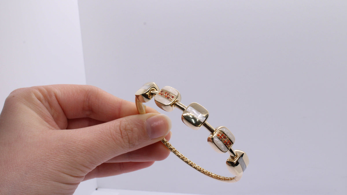 VIECLAT Gold Enamel Square Station Bangle