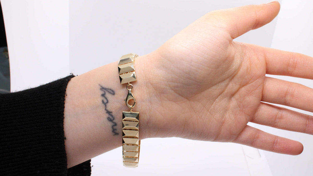 VIECLAT Solid Yellow Gold Geometric Link Bracelet