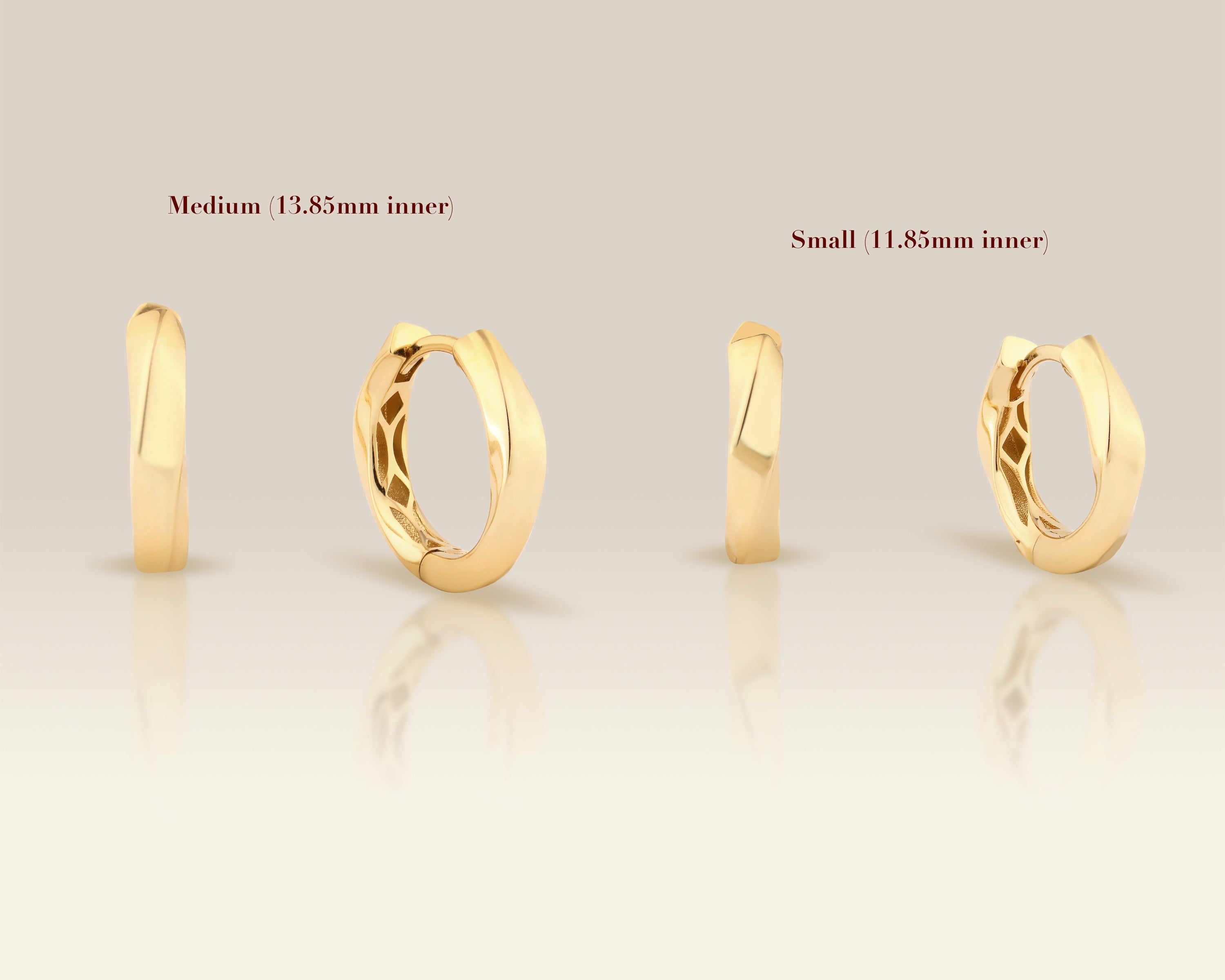 VIECLAT Solid Yellow Gold Twisted Huggie Hoop Earring