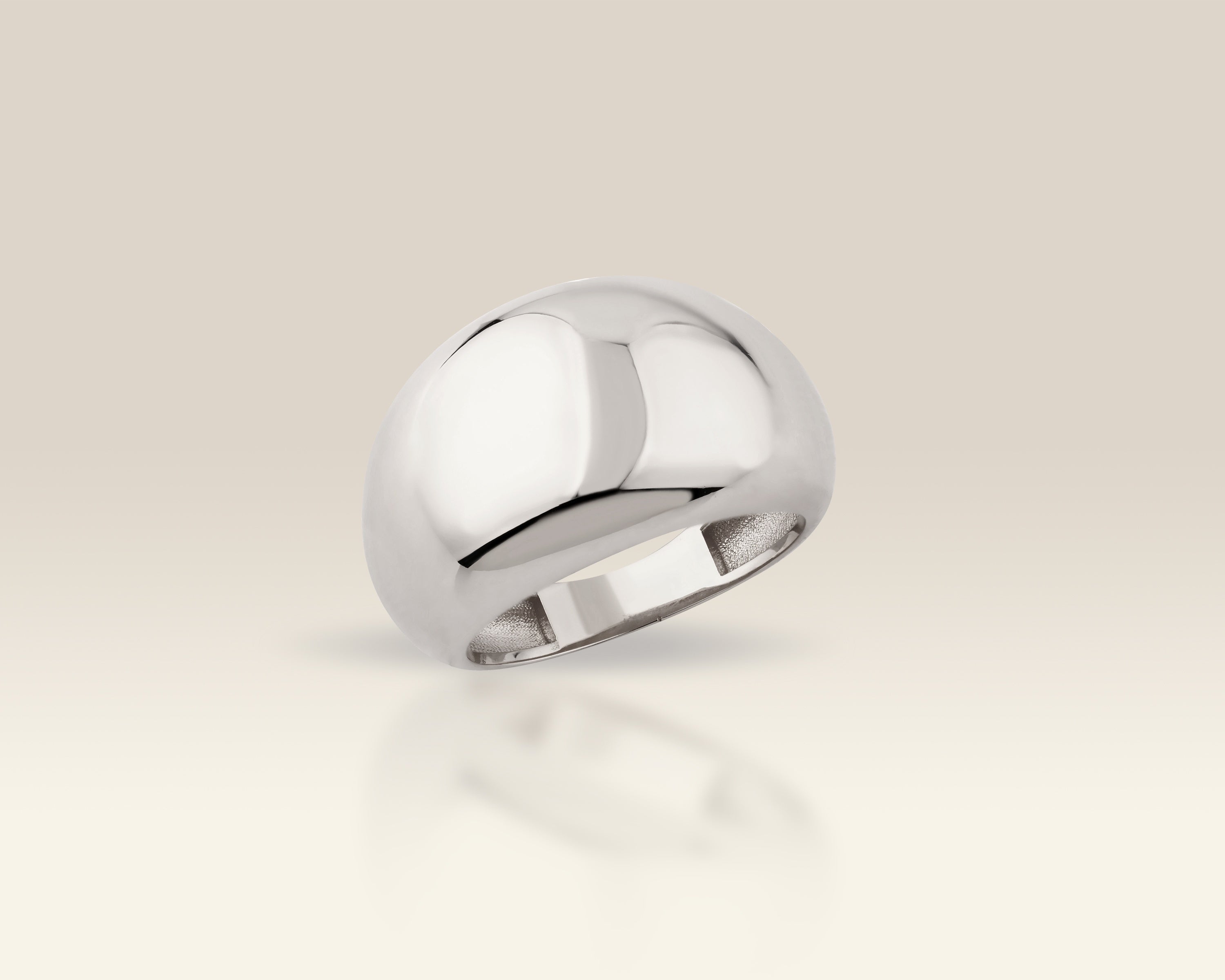 VIECLAT Solid White Gold Chunky Dome Ring