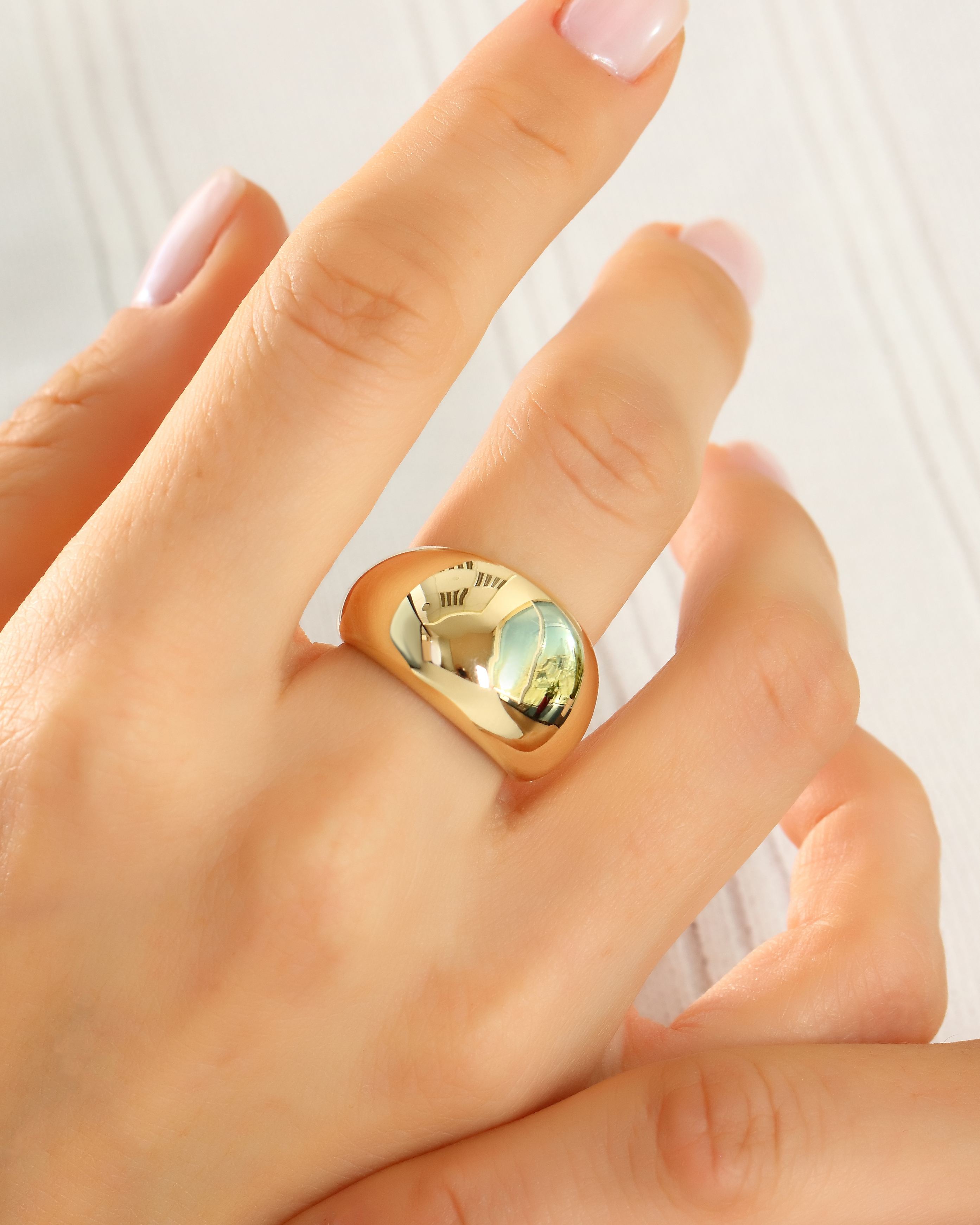 VIECLAT Solid Yellow Gold Chunky Dome Ring