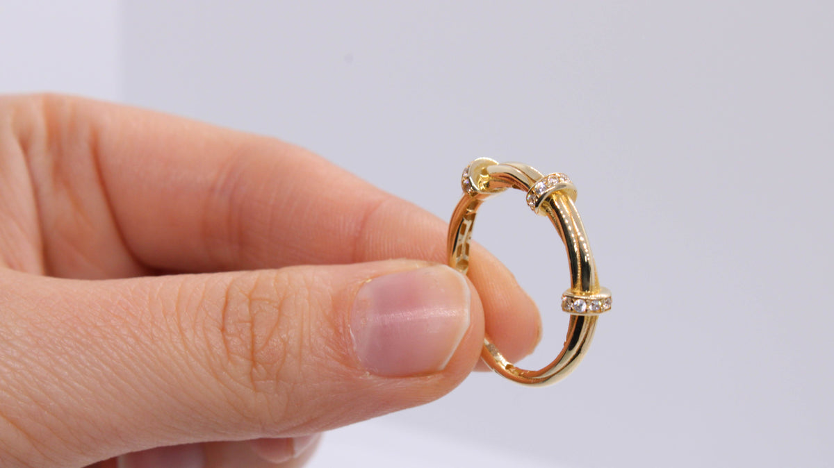 VIECLAT Solid Yellow Gold Diamond Wrap Band Ring Held