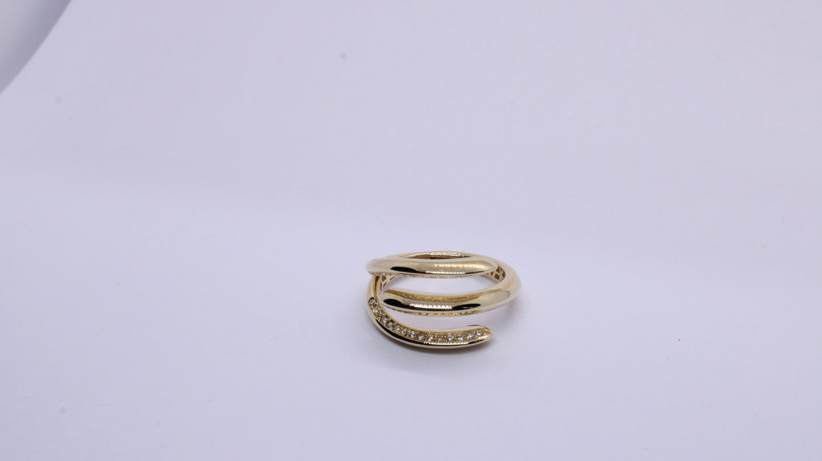 VIECLAT Solid Yellow Gold Diamond Spiral Wrap Ring