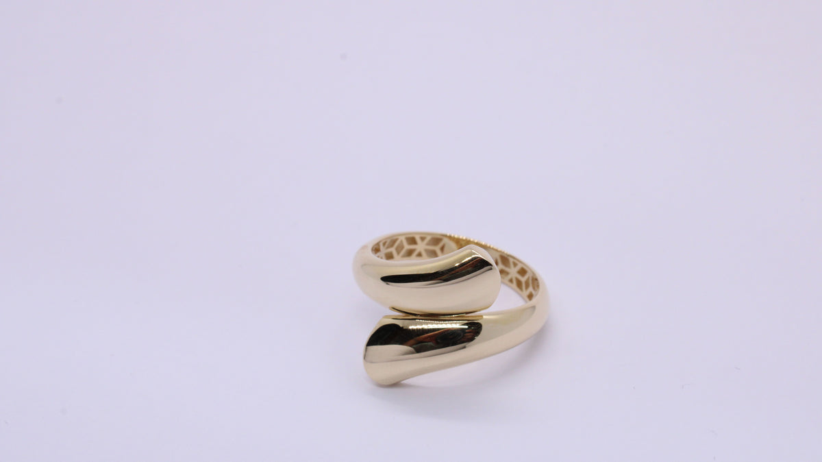 VIECLAT Solid Yellow Gold Open Bypass Wrap Ring