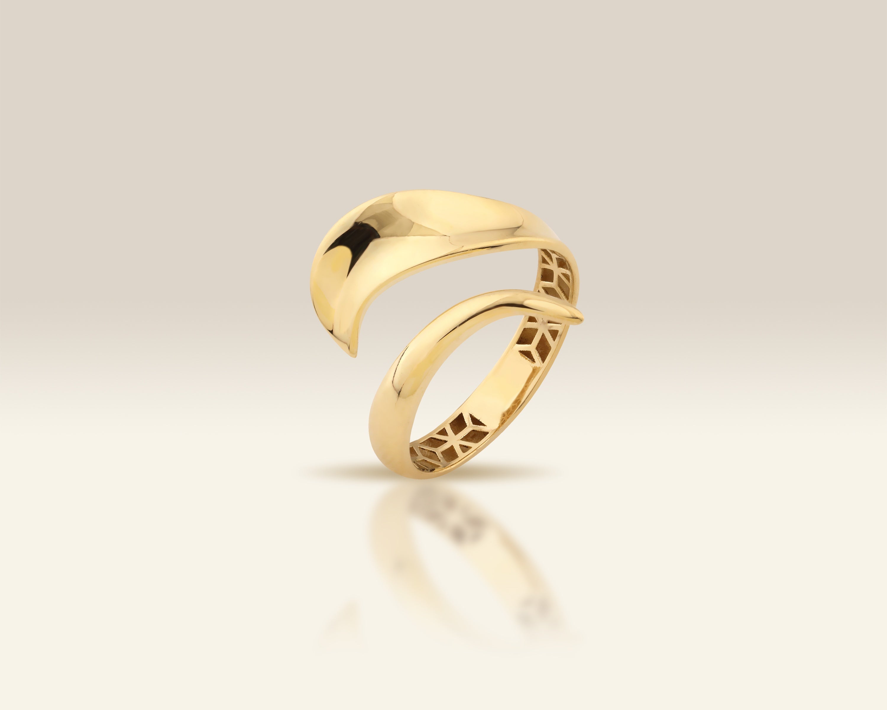 VIECLAT Solid Yellow Gold Open Bypass Wrap Ring