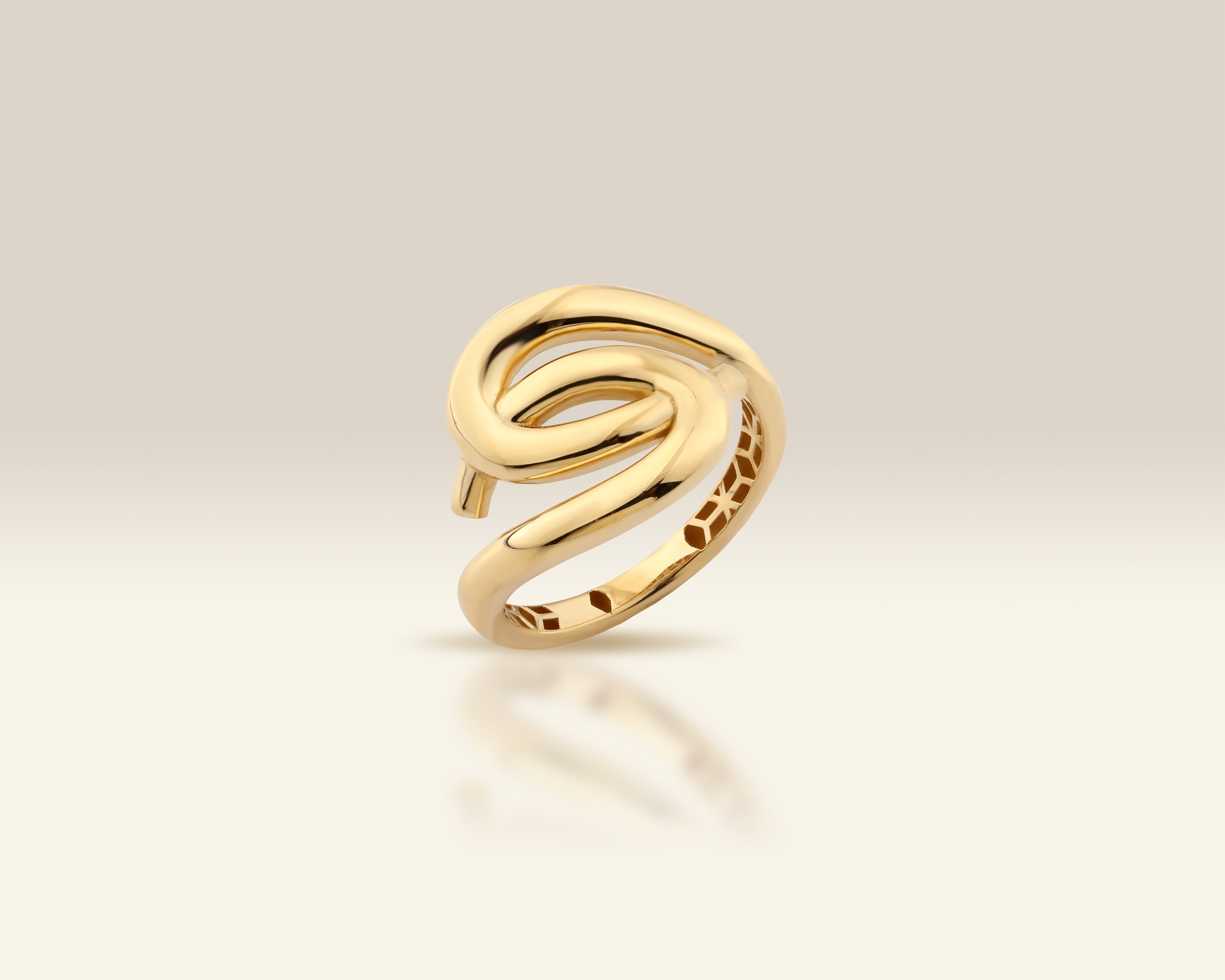 VIECLAT Solid Yellow Gold Swirl Spiral Statement Ring
