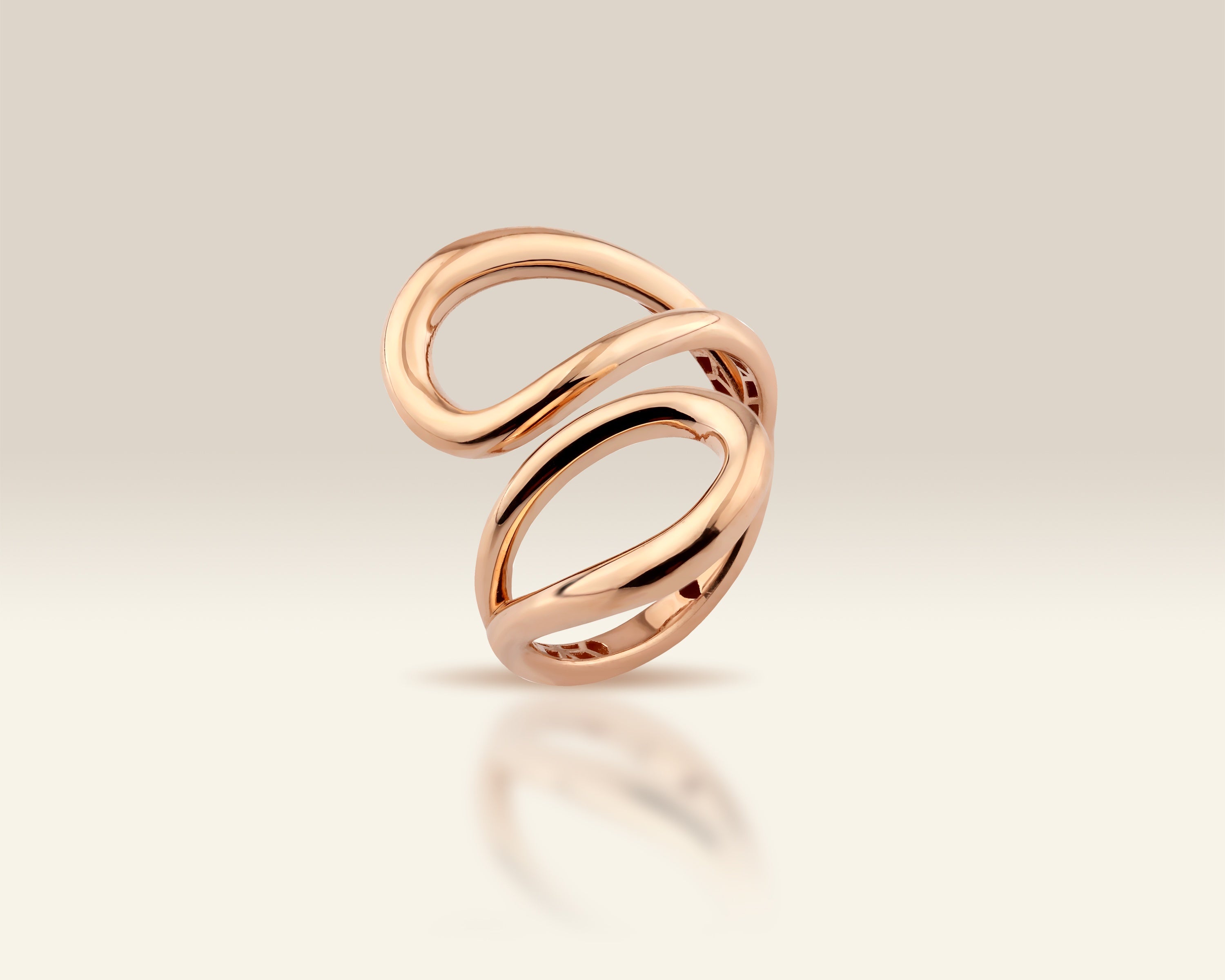 VIECLAT Solid Rose Gold Open Swirl Bypass Ring