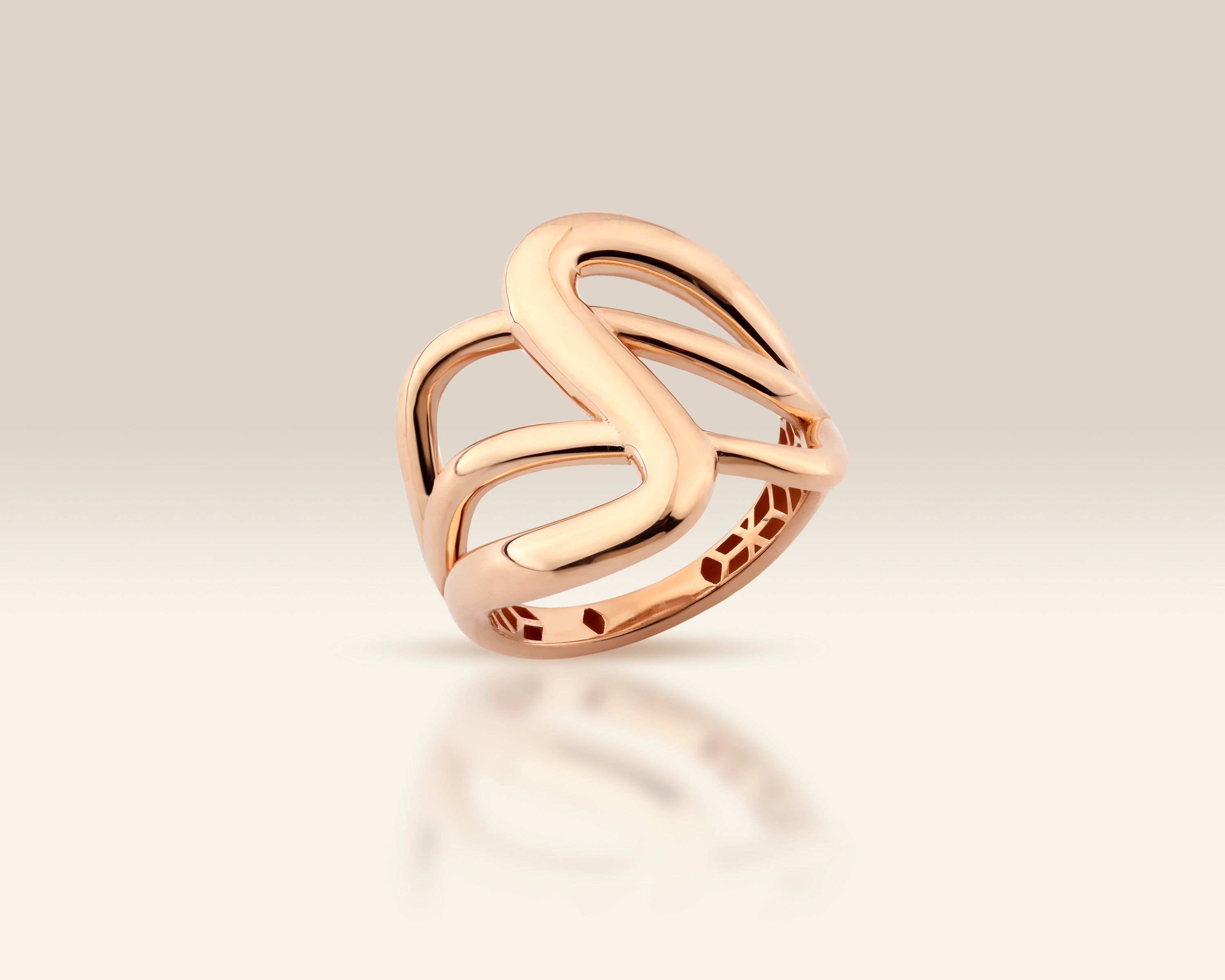 VIECLAT Solid Rose Gold Open Swirl Statement Ring