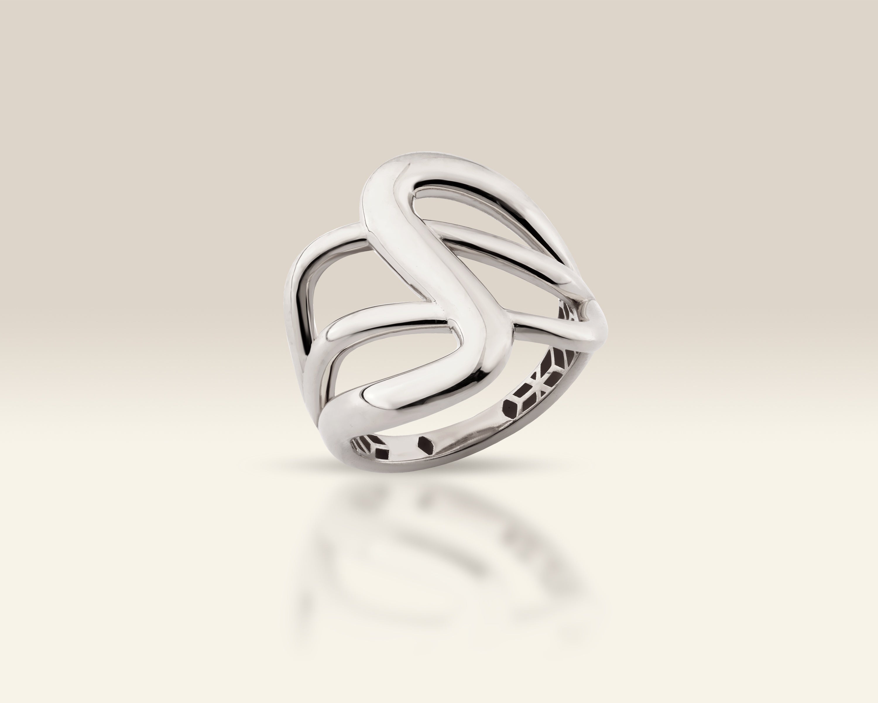 VIECLAT Solid White Gold Open Swirl Statement Ring