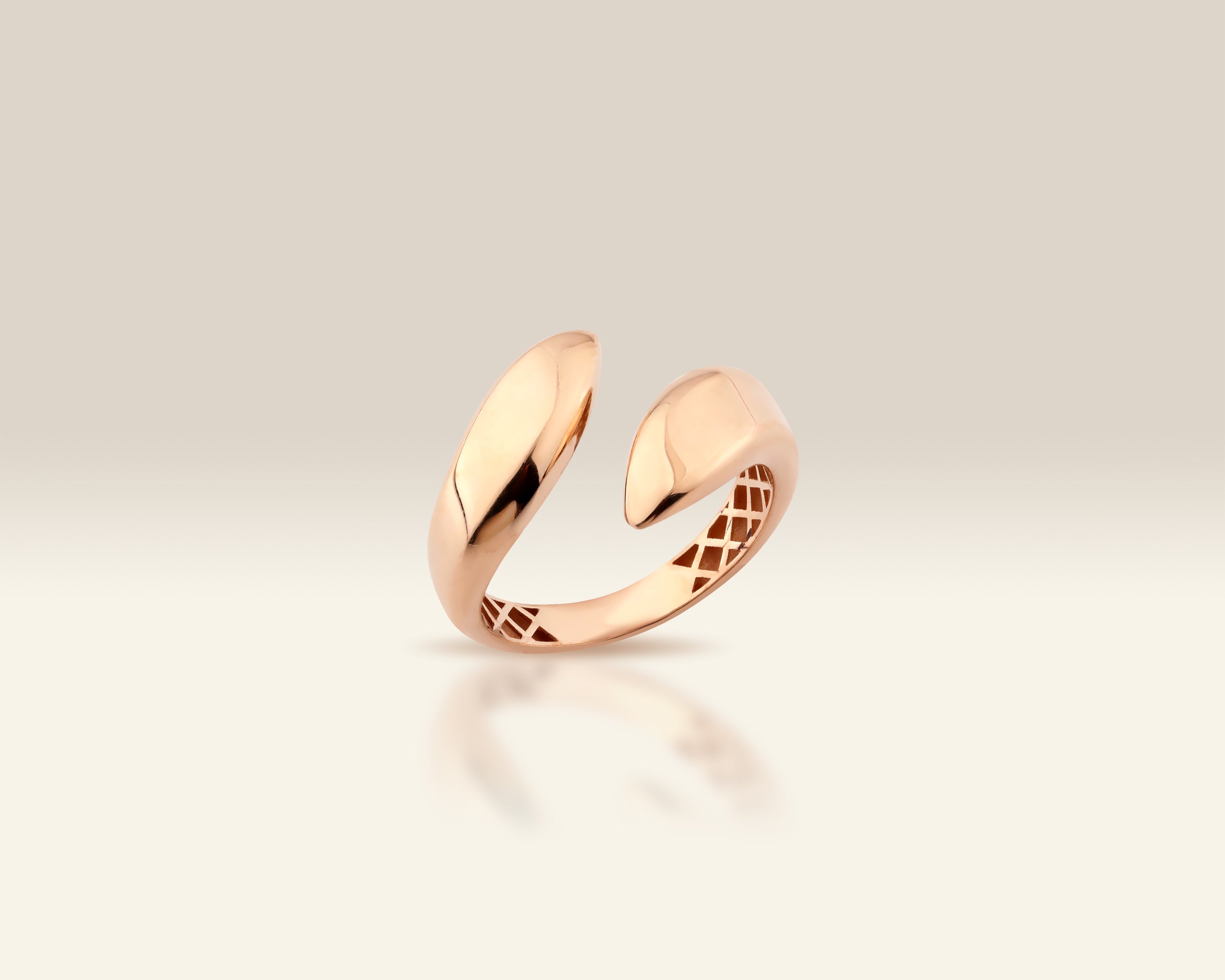 VIECLAT Solid Rose Gold Open Bypass Wrap Ring