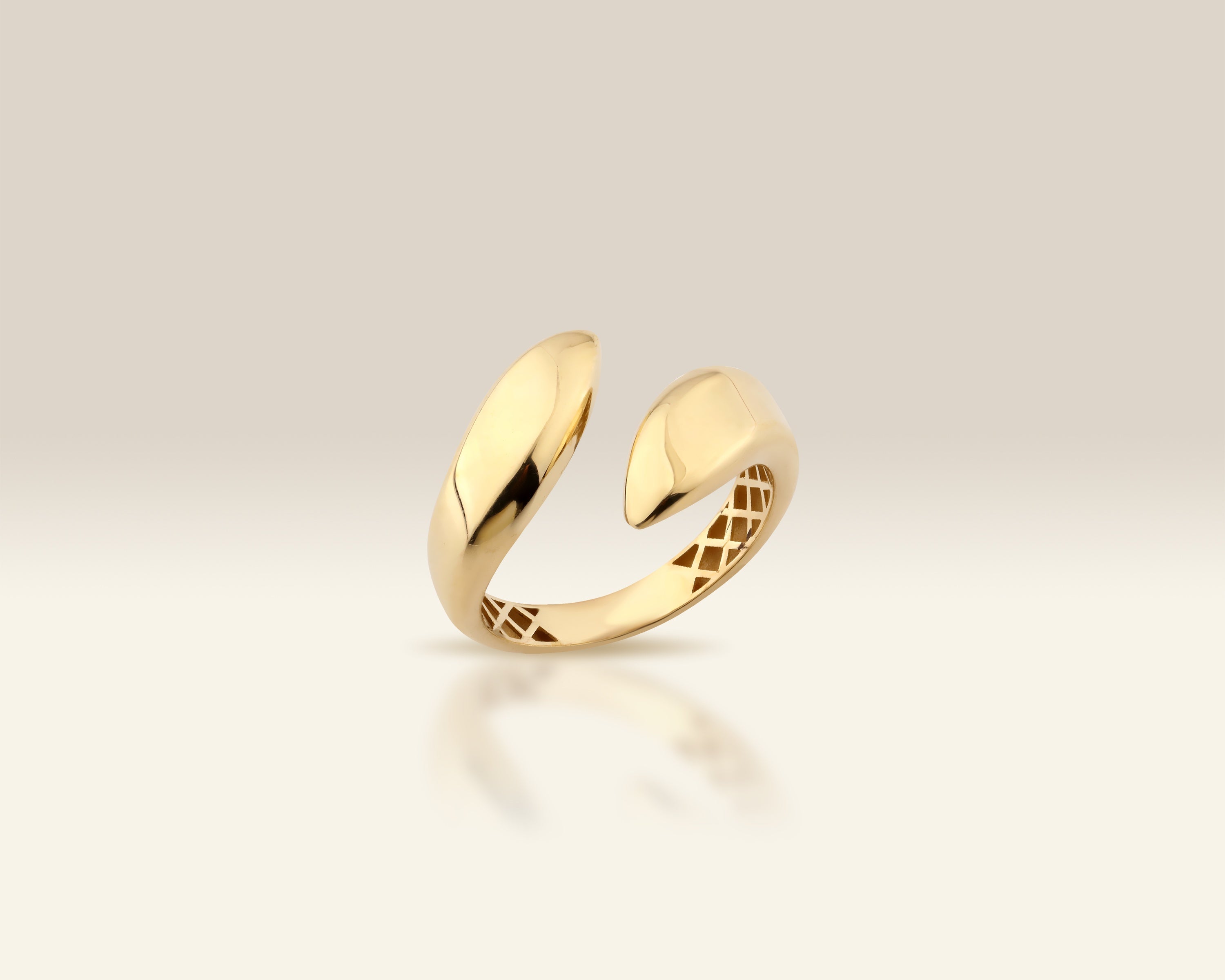 VIECLAT Solid Yellow Gold Open Bypass Wrap Ring