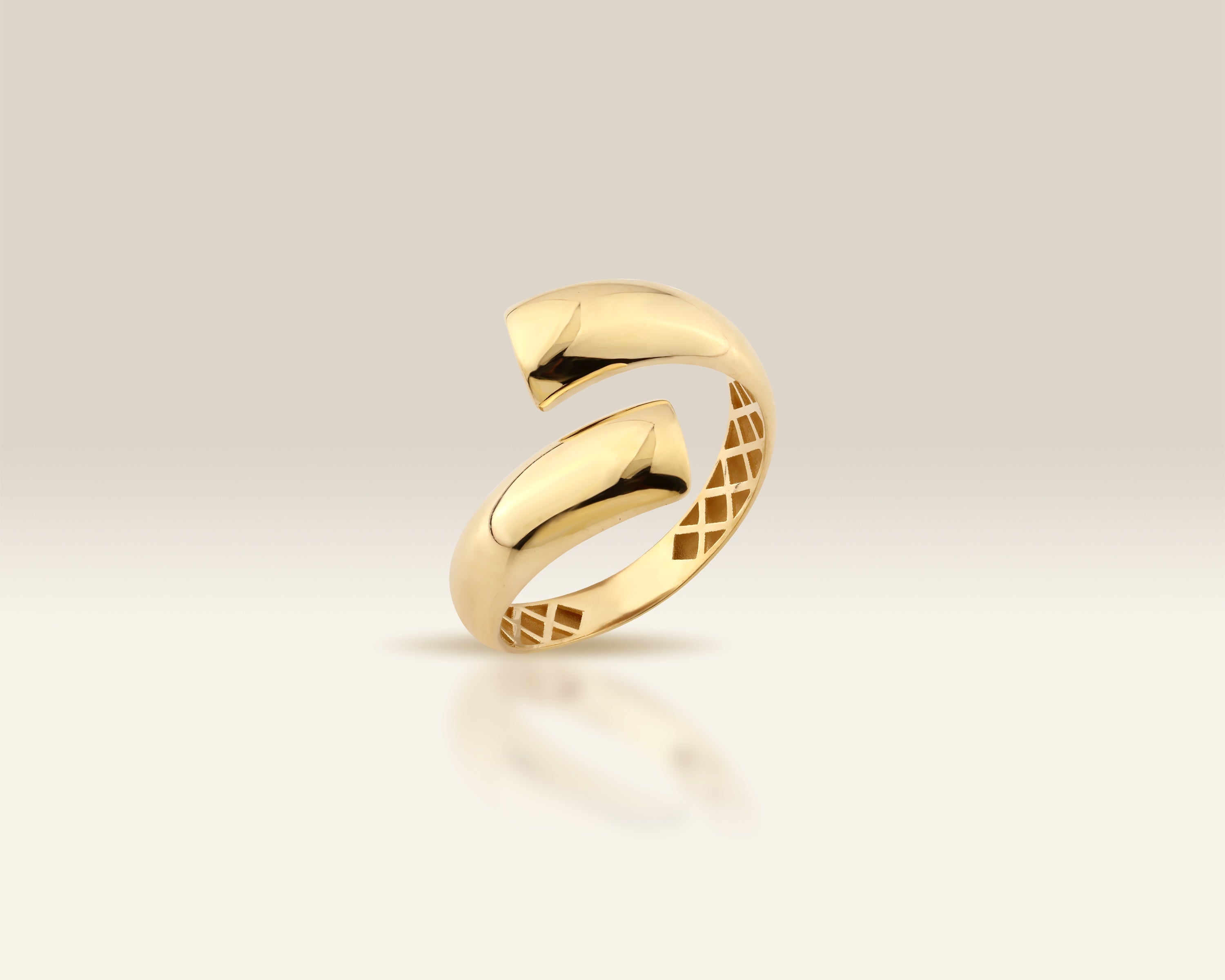 VIECLAT Solid Yellow Gold Open Bypass Wrap Ring