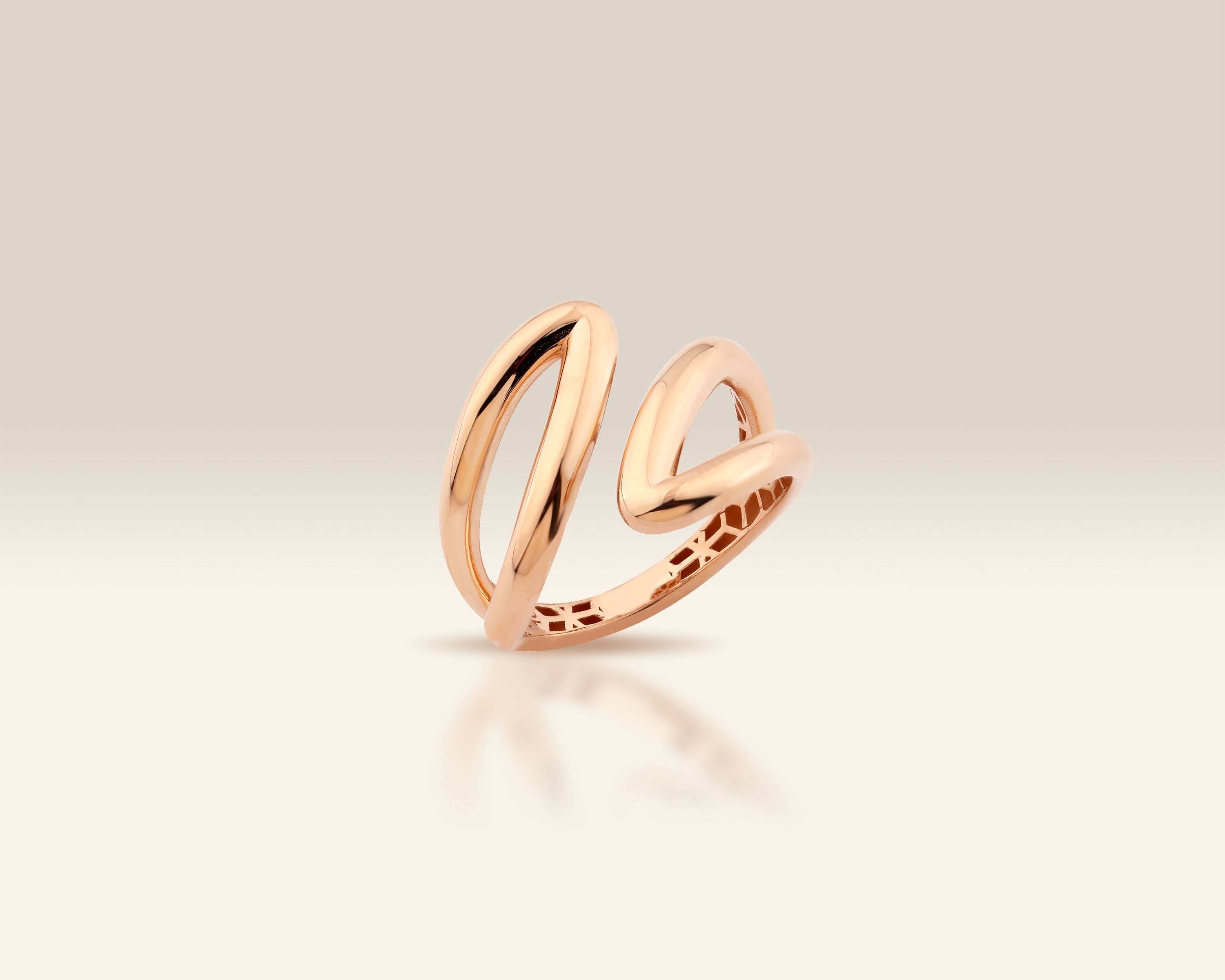 VIECLAT Solid Rose Gold Open Bypass Wrap Ring