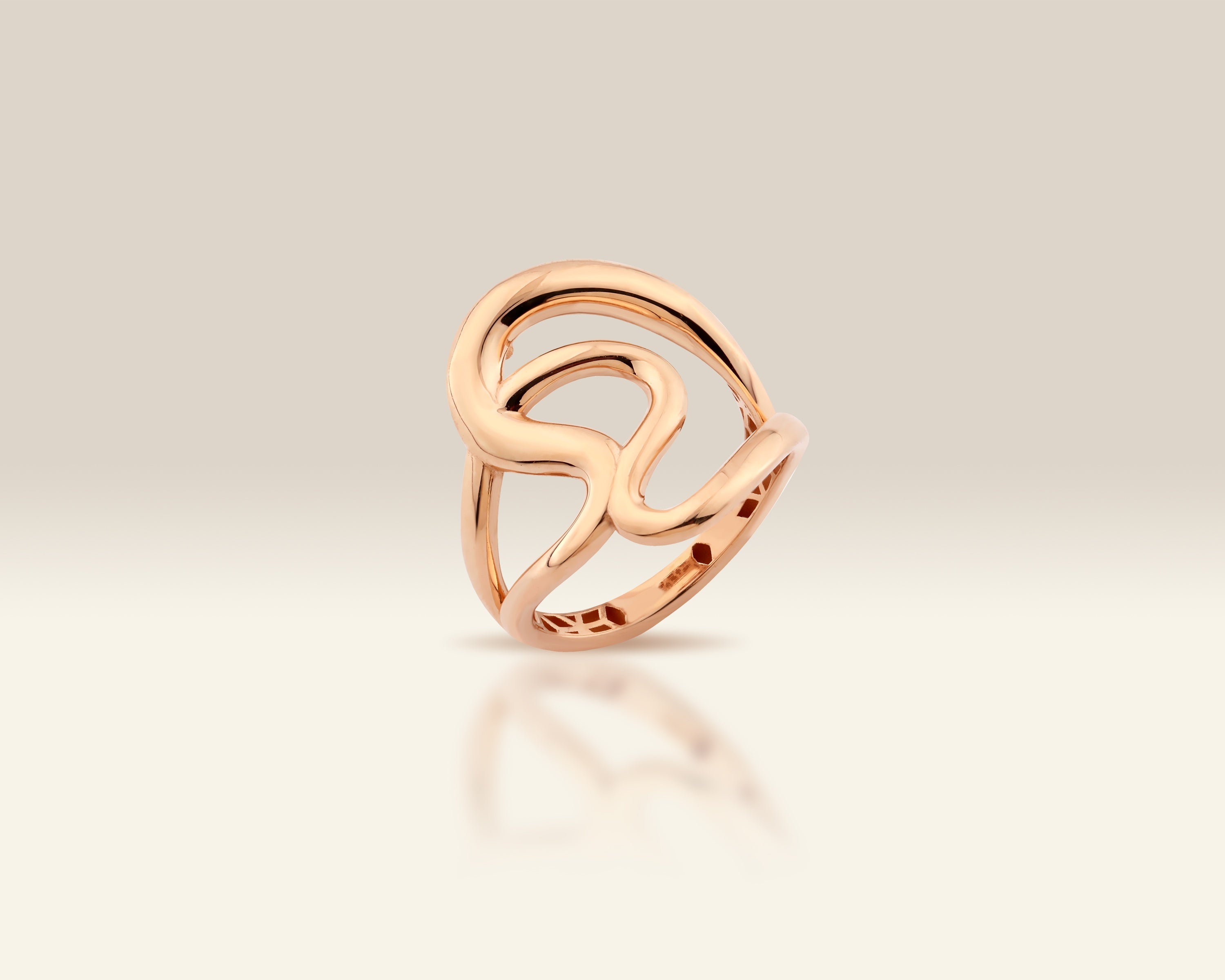 VIECLAT Solid Rose Gold Open Heart Swirl Ring