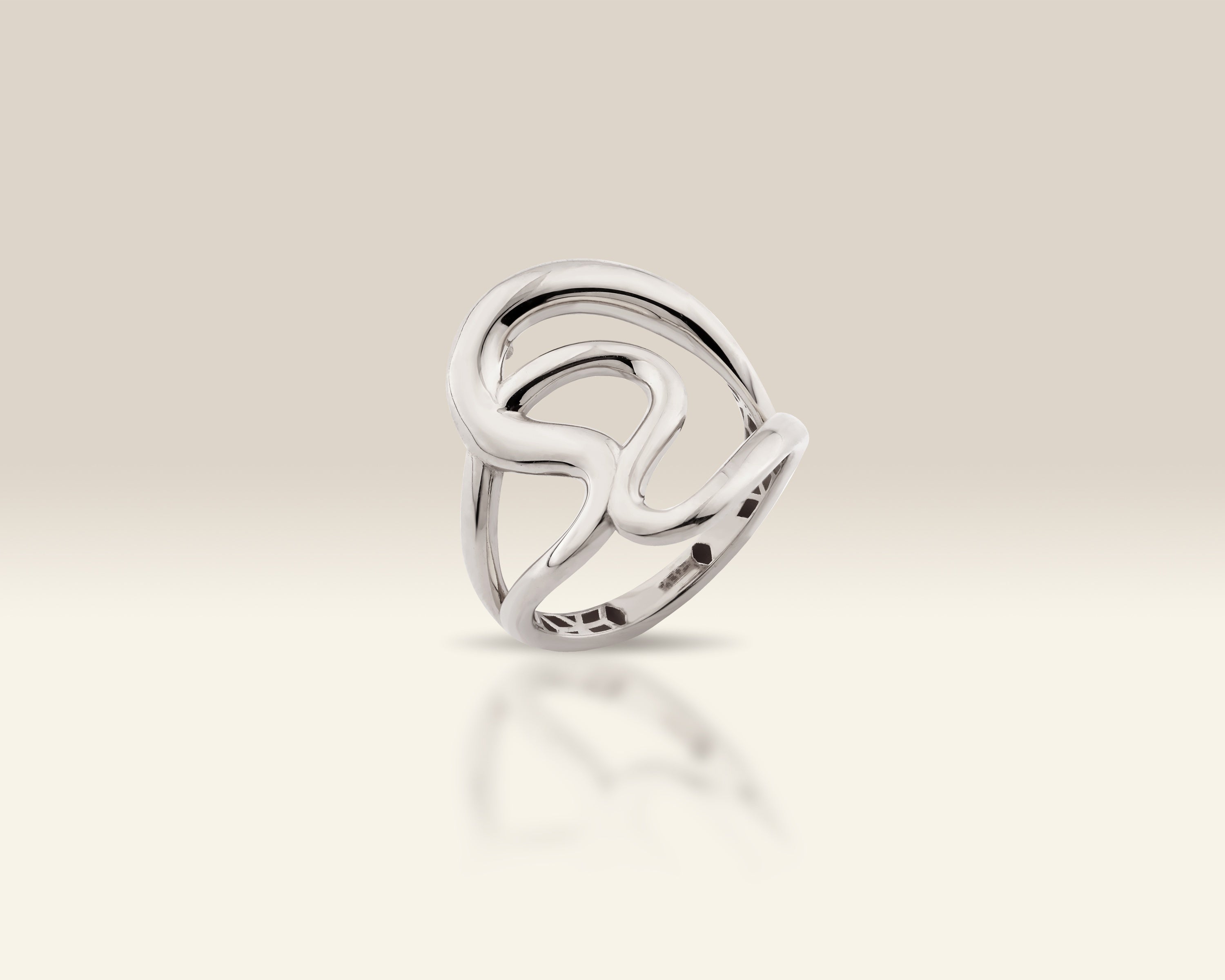 VIECLAT Solid White Gold Open Heart Swirl Ring