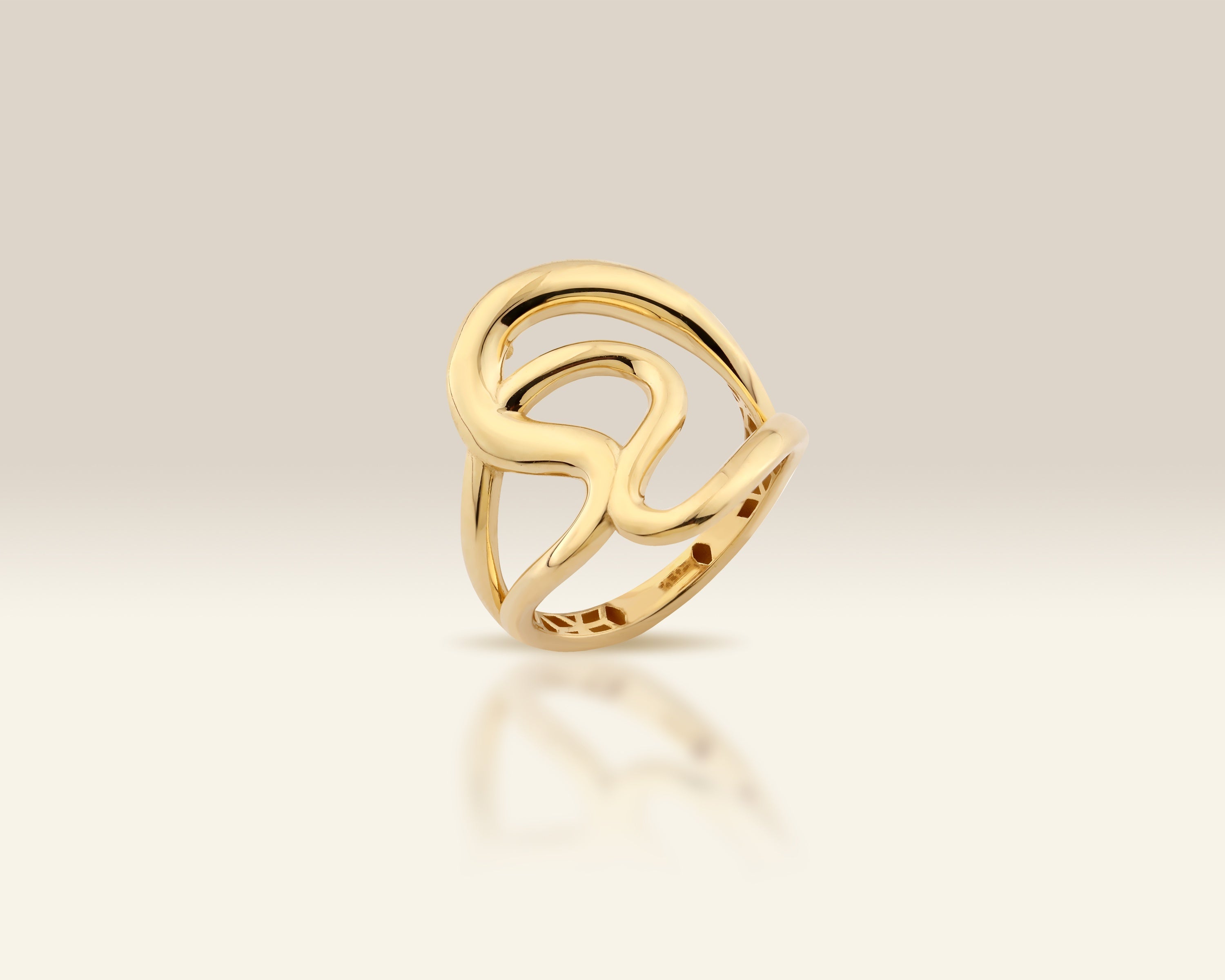 VIECLAT Solid Yellow Gold Open Heart Swirl Ring