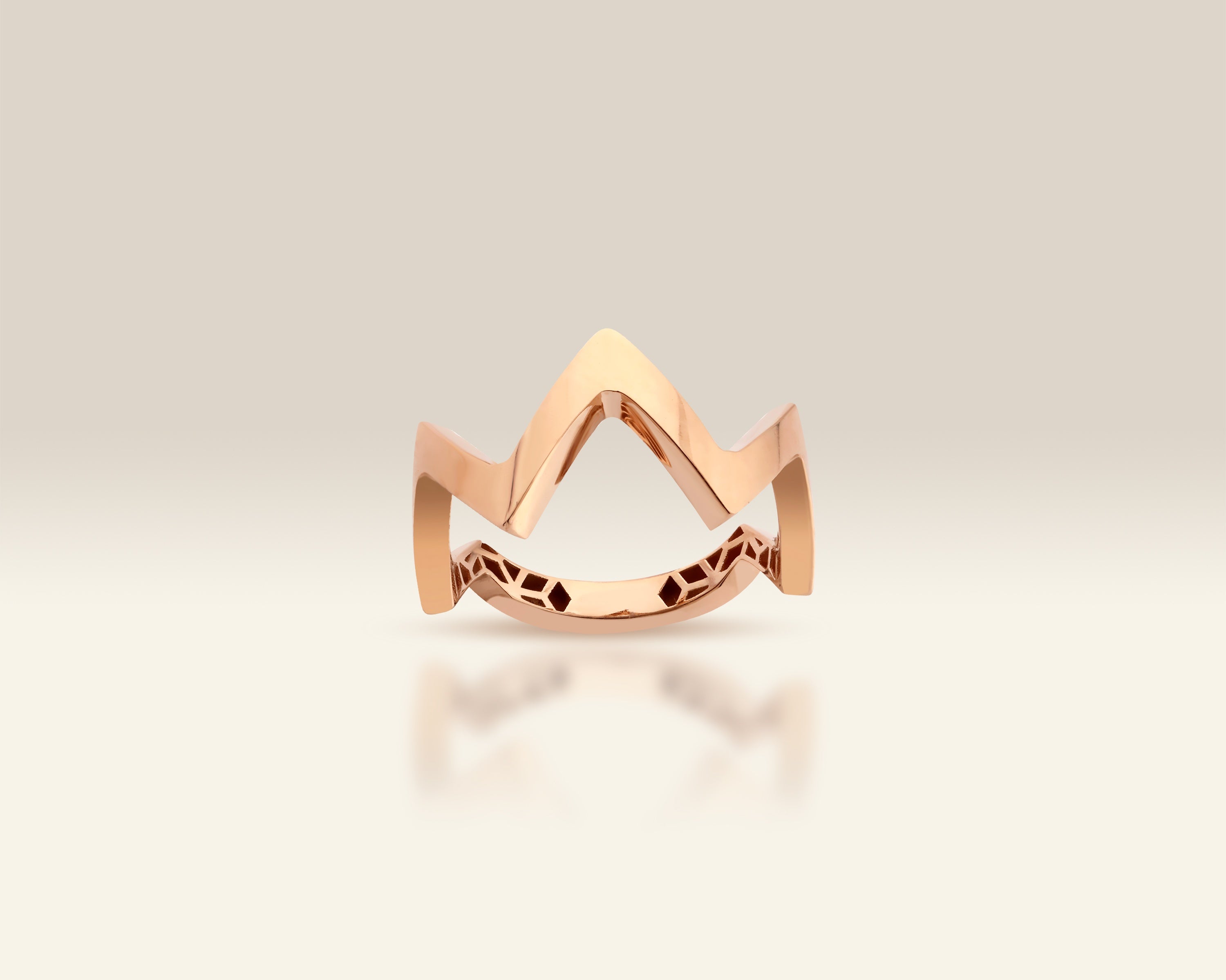 VIECLAT Solid Rose Gold Zigzag Chevron Crown Ring
