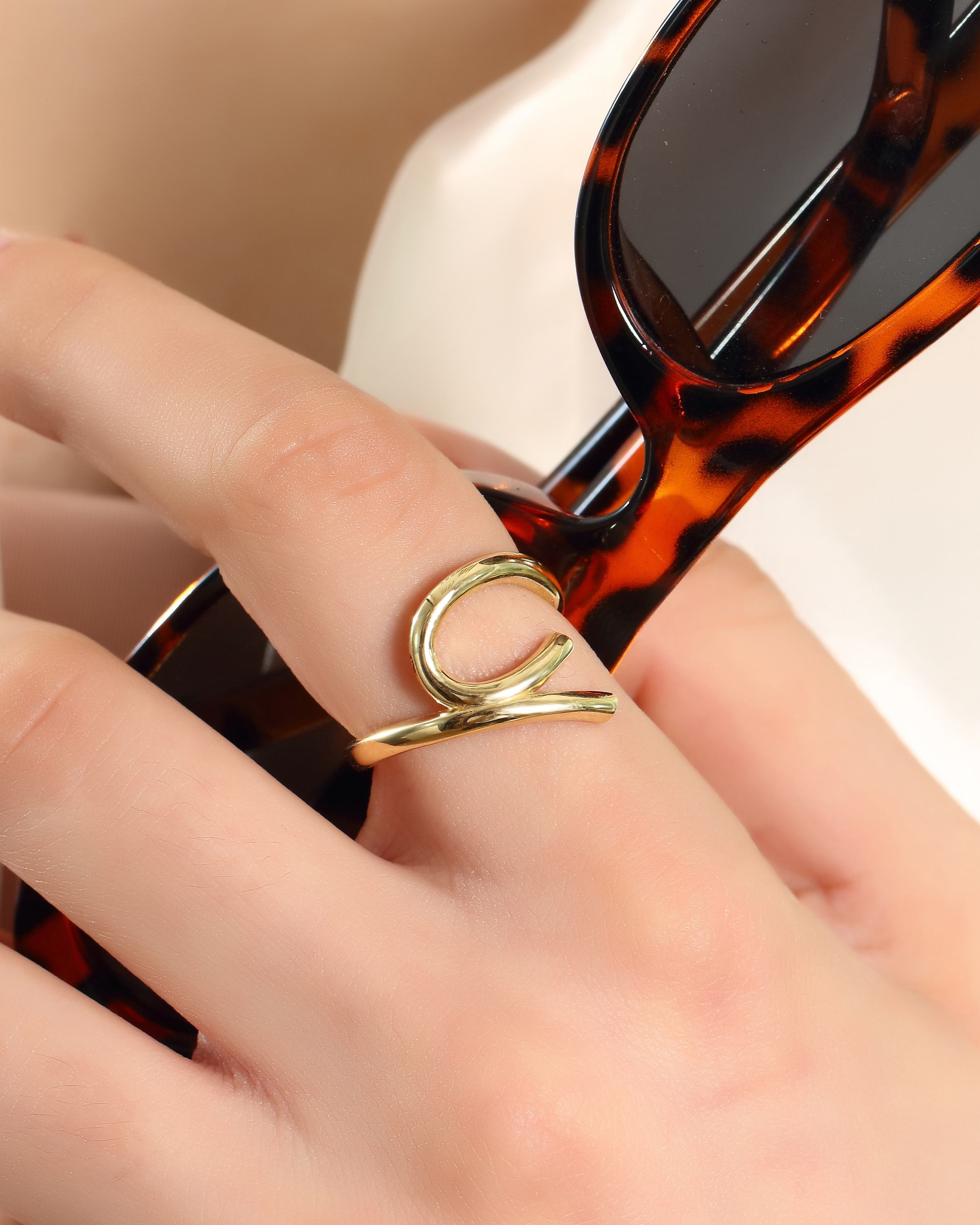 VIECLAT Solid Yellow Gold Open Swirl Wrap Ring Styled