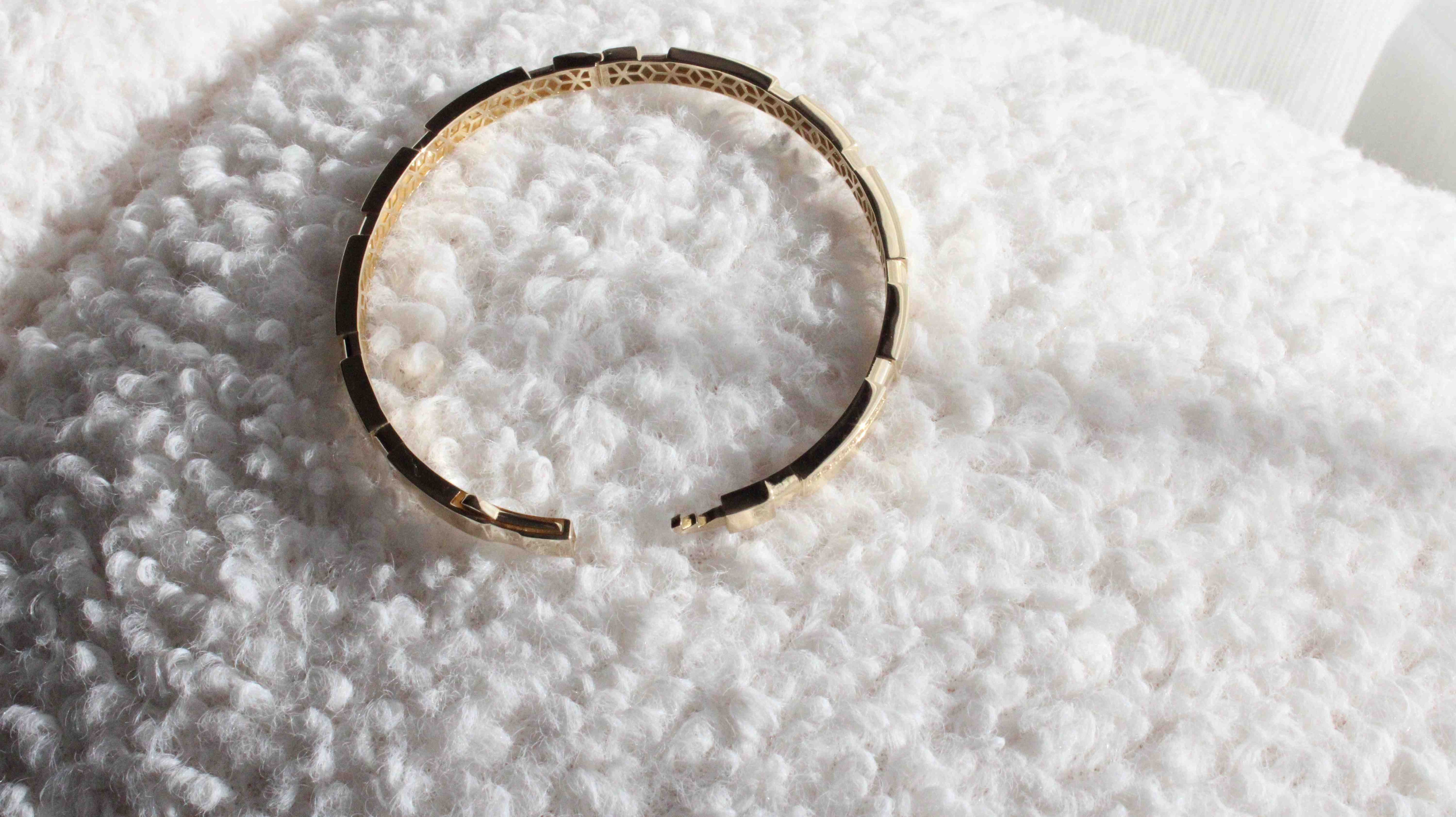 VIECLAT Solid Yellow Gold Open Cuff Diamond Bangle
