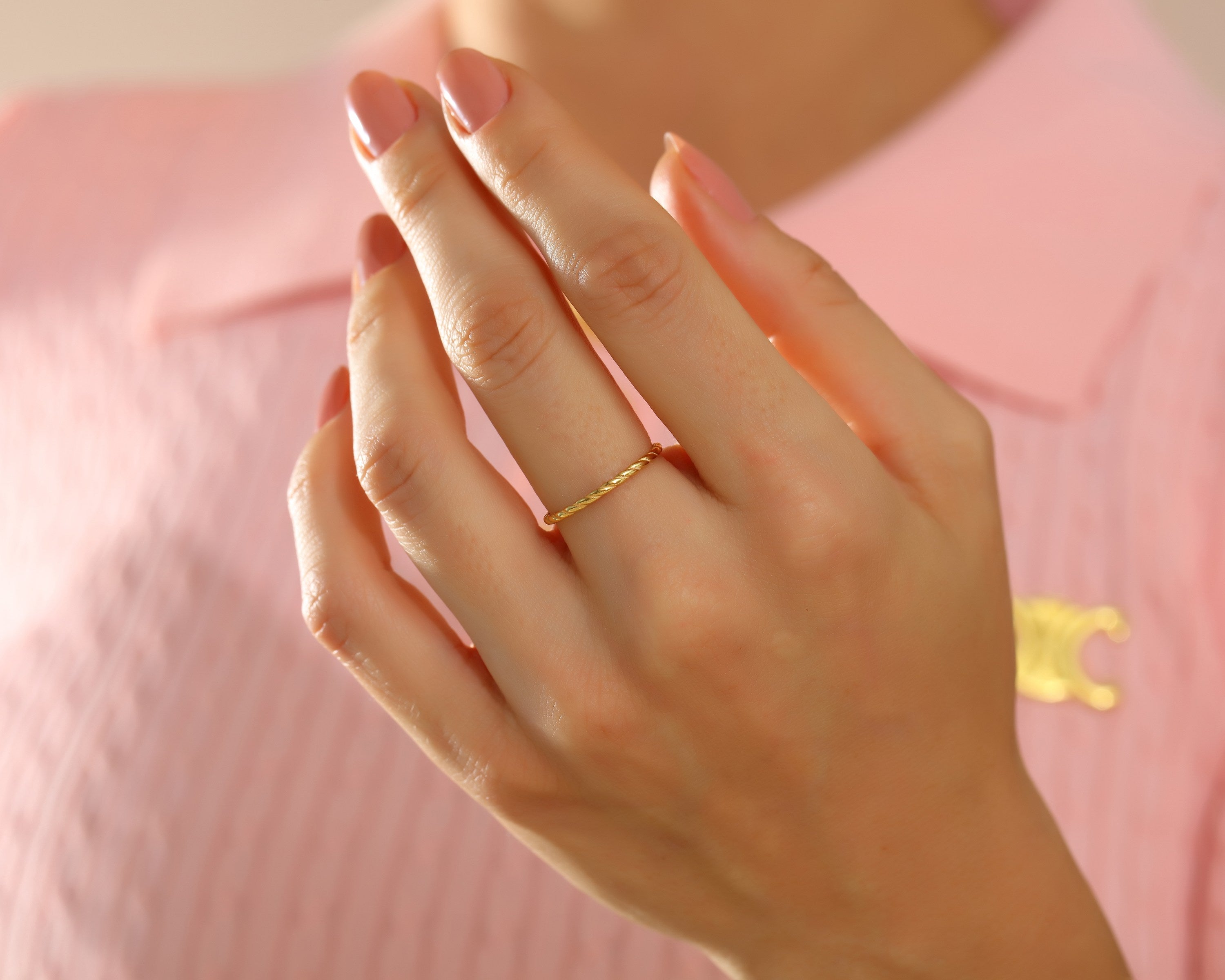 VIECLAT Gold Twisted Rope Stacking Ring