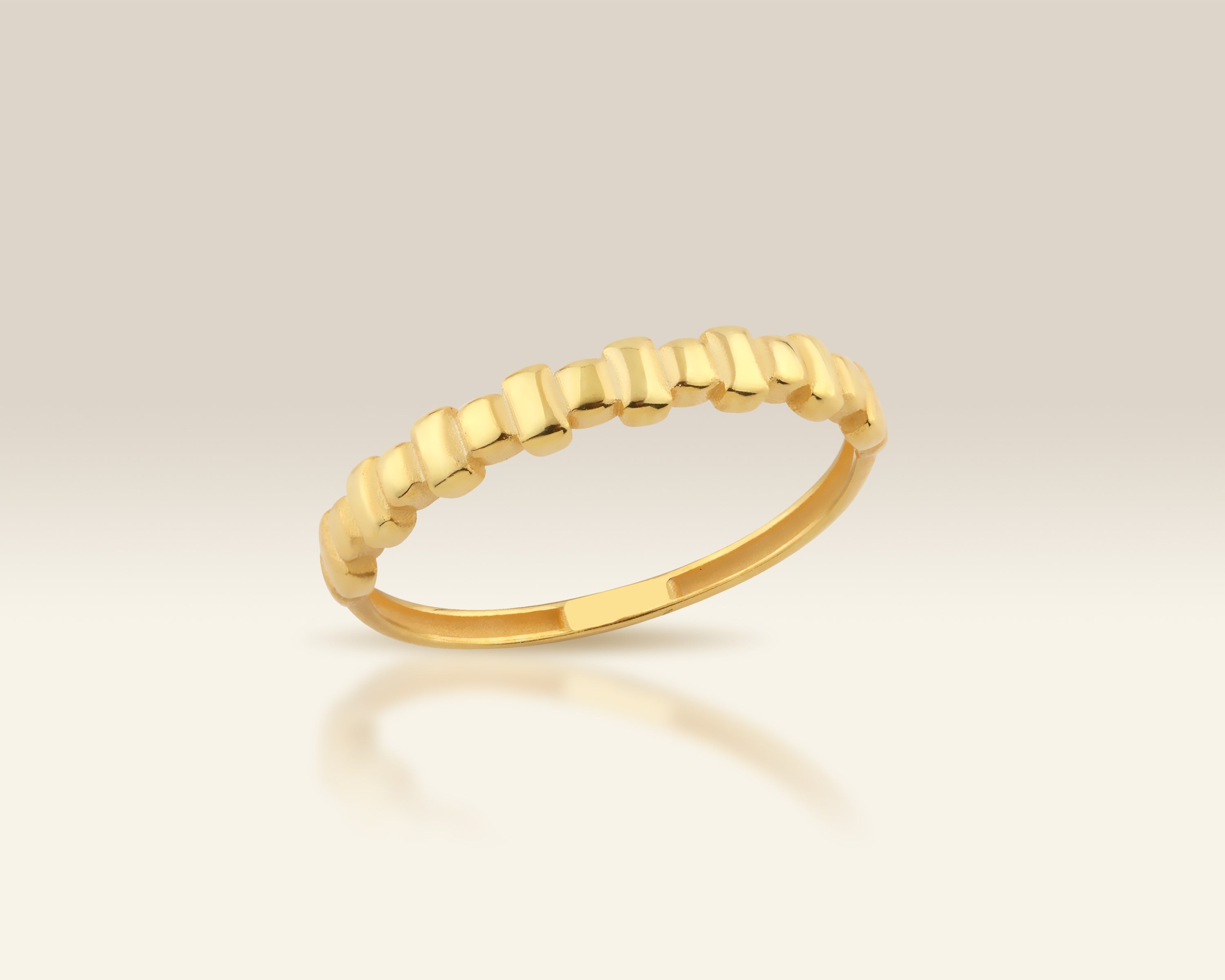 VIECLAT Solid Yellow Gold Beaded Stacking Ring