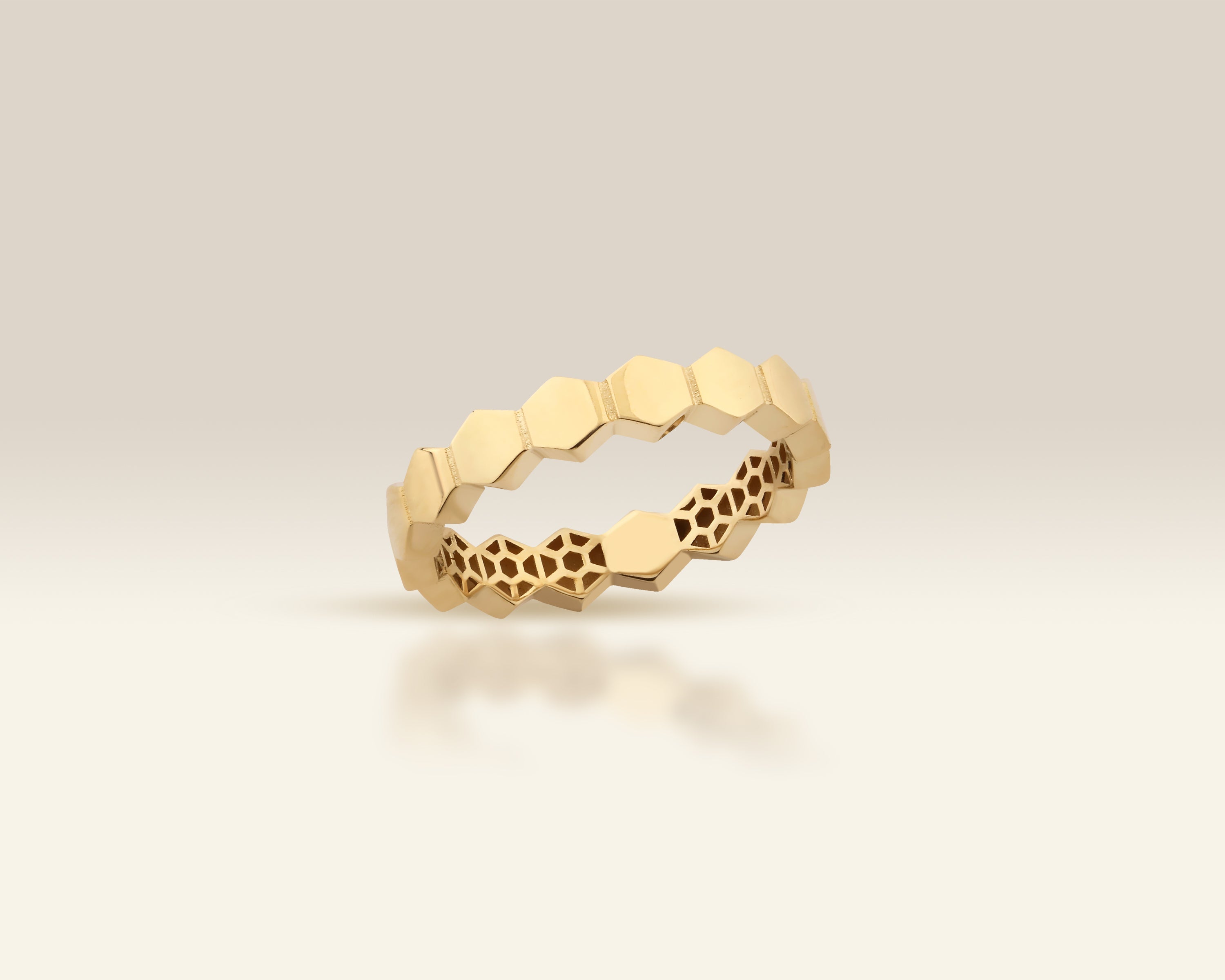14K Gold Honeycomb Ring for Women