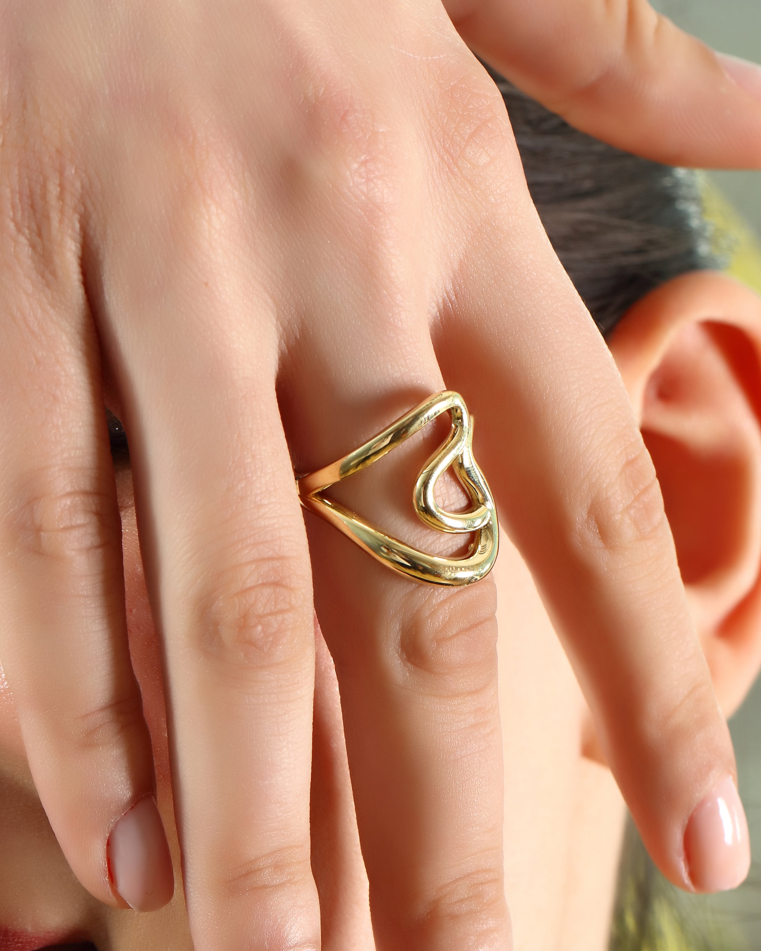Solid Gold Swirl Twisted Band Ring