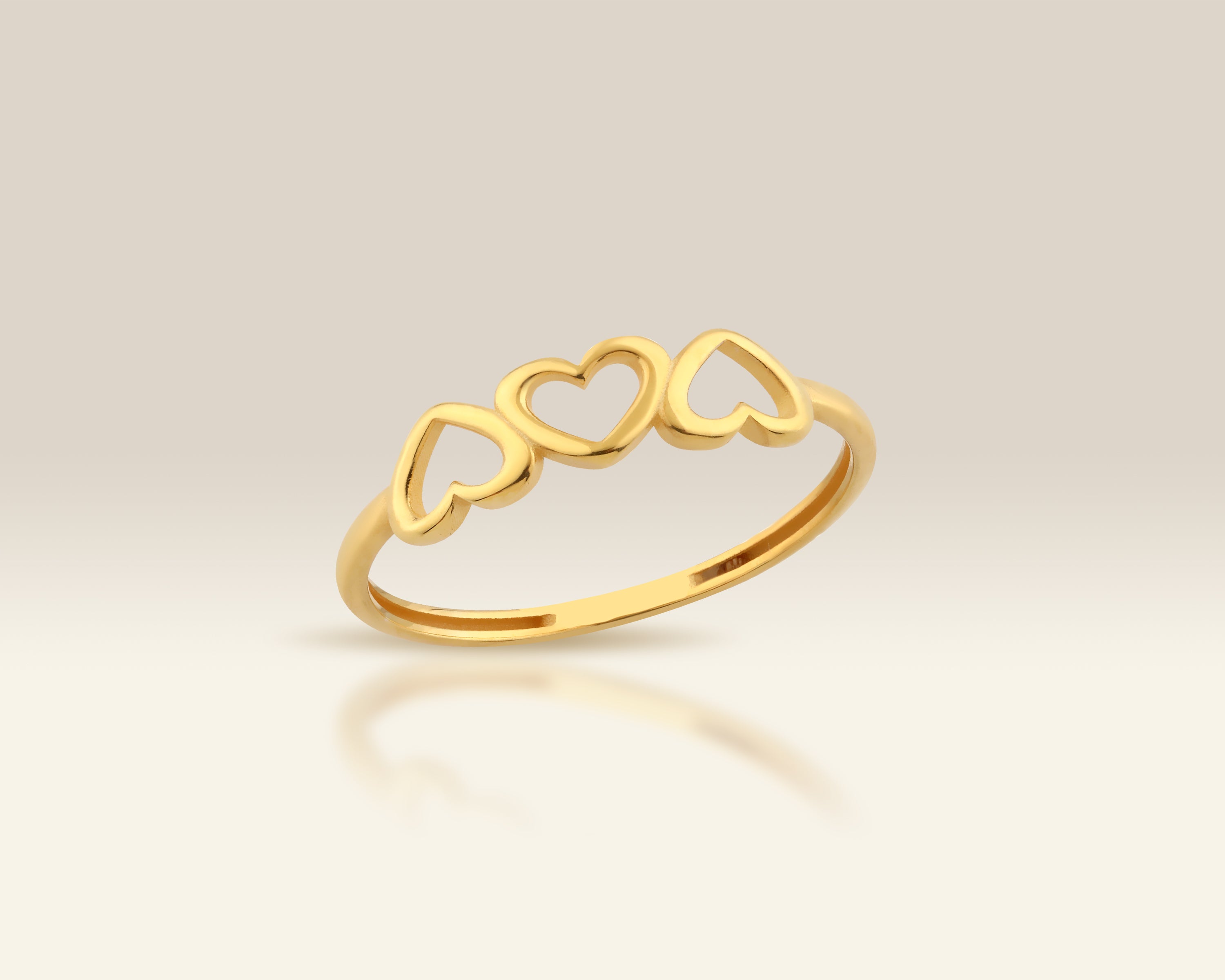 Three Open Heart Ring