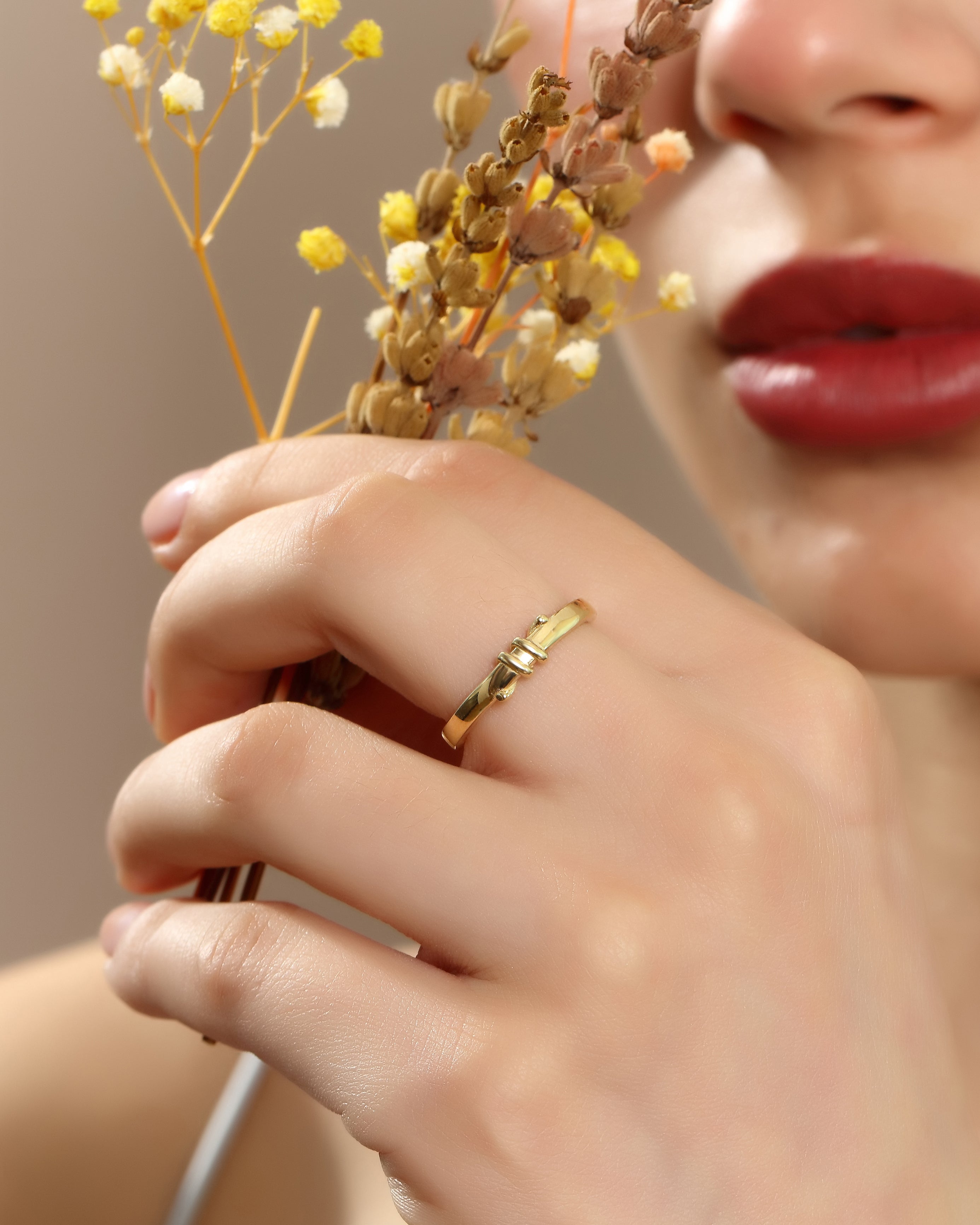 Dainty Knot Band Ring in Solid Gold