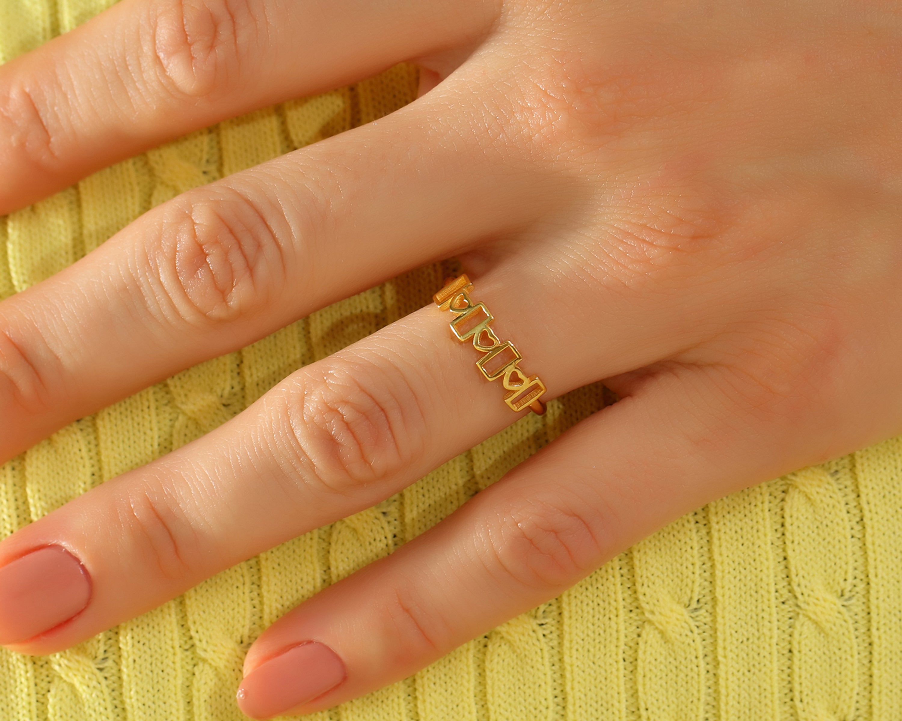 Solid Gold Heart and Geometric Openwork Ring – Love Symbol Statement Ring | 10K 14K 18K