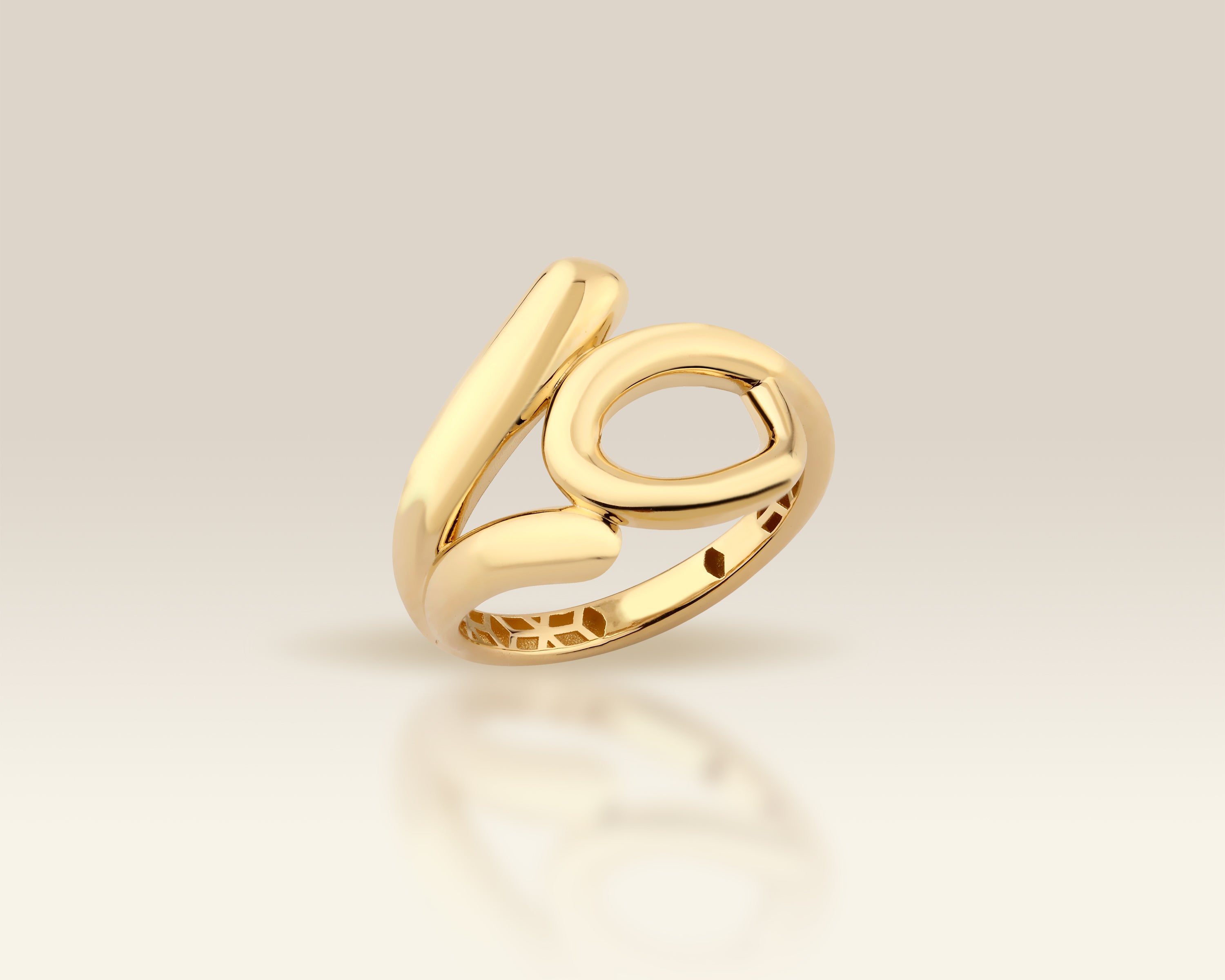 14K Gold Loop Bypass Stackable Statement Ring