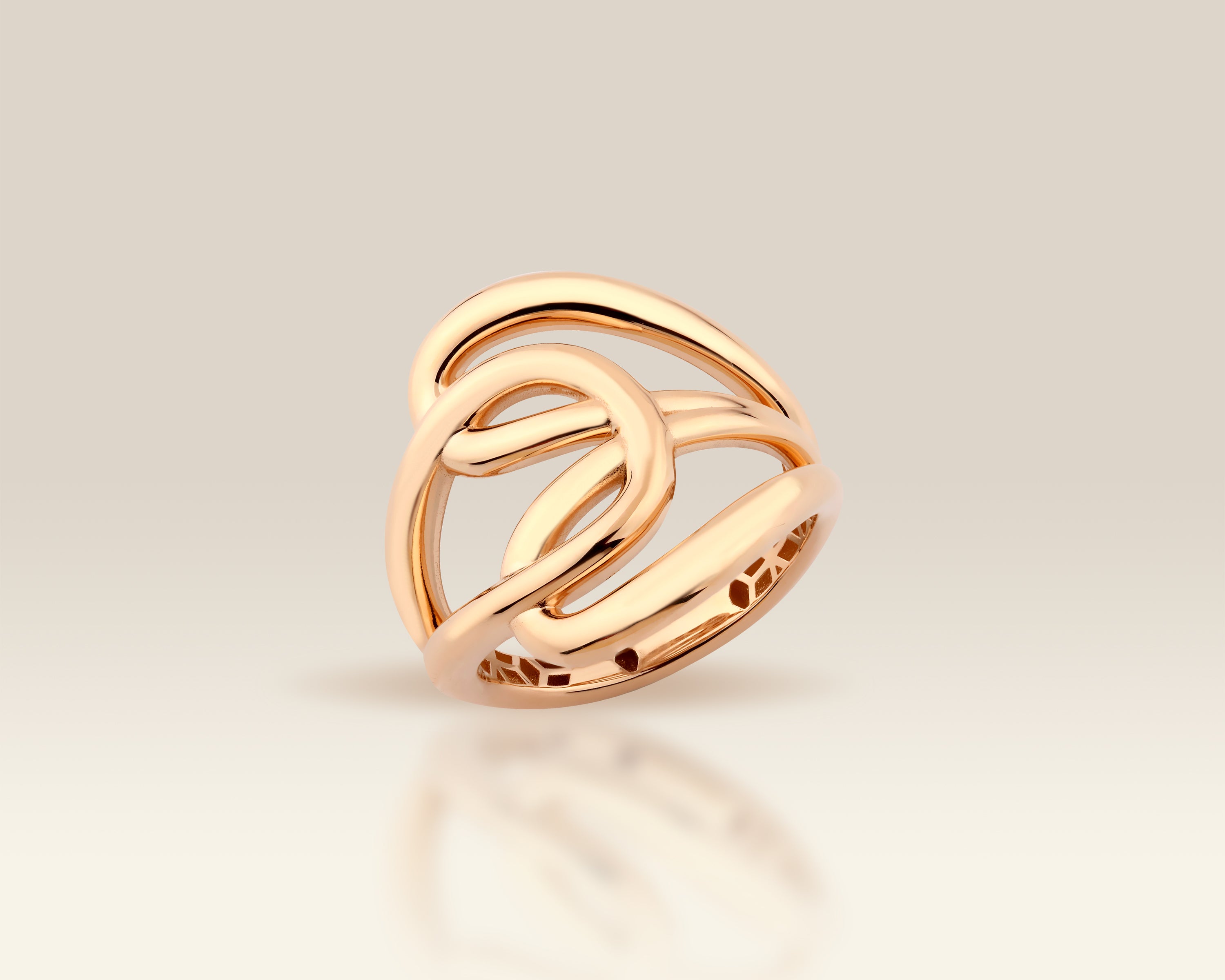 14K Gold Triple Loop Bypass Statement Ring