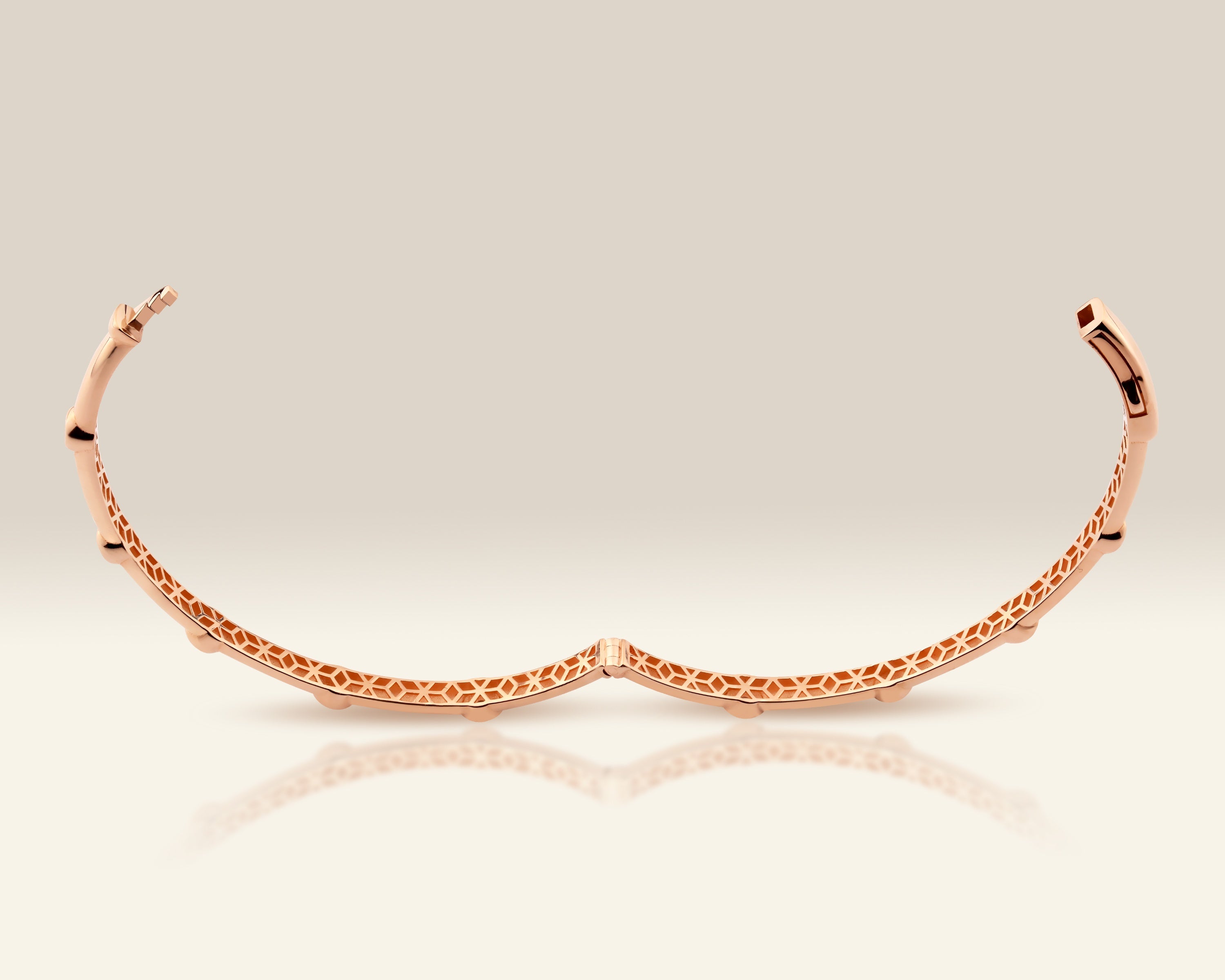 VIECLAT Solid Rose Gold Diamond Station Bangle Bracelet