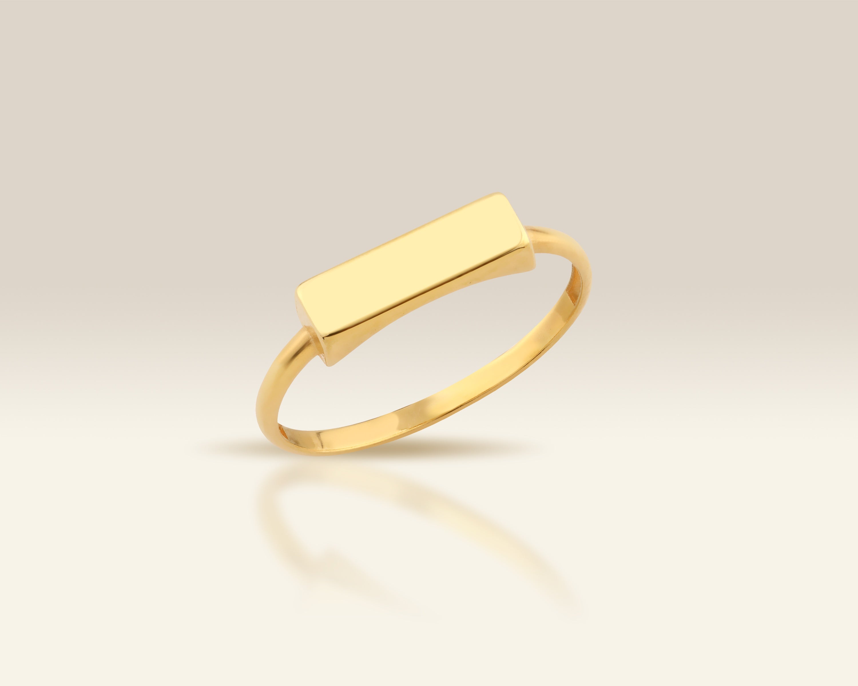 VIECLAT Solid Yellow Gold Rectangular Bar Signet Ring