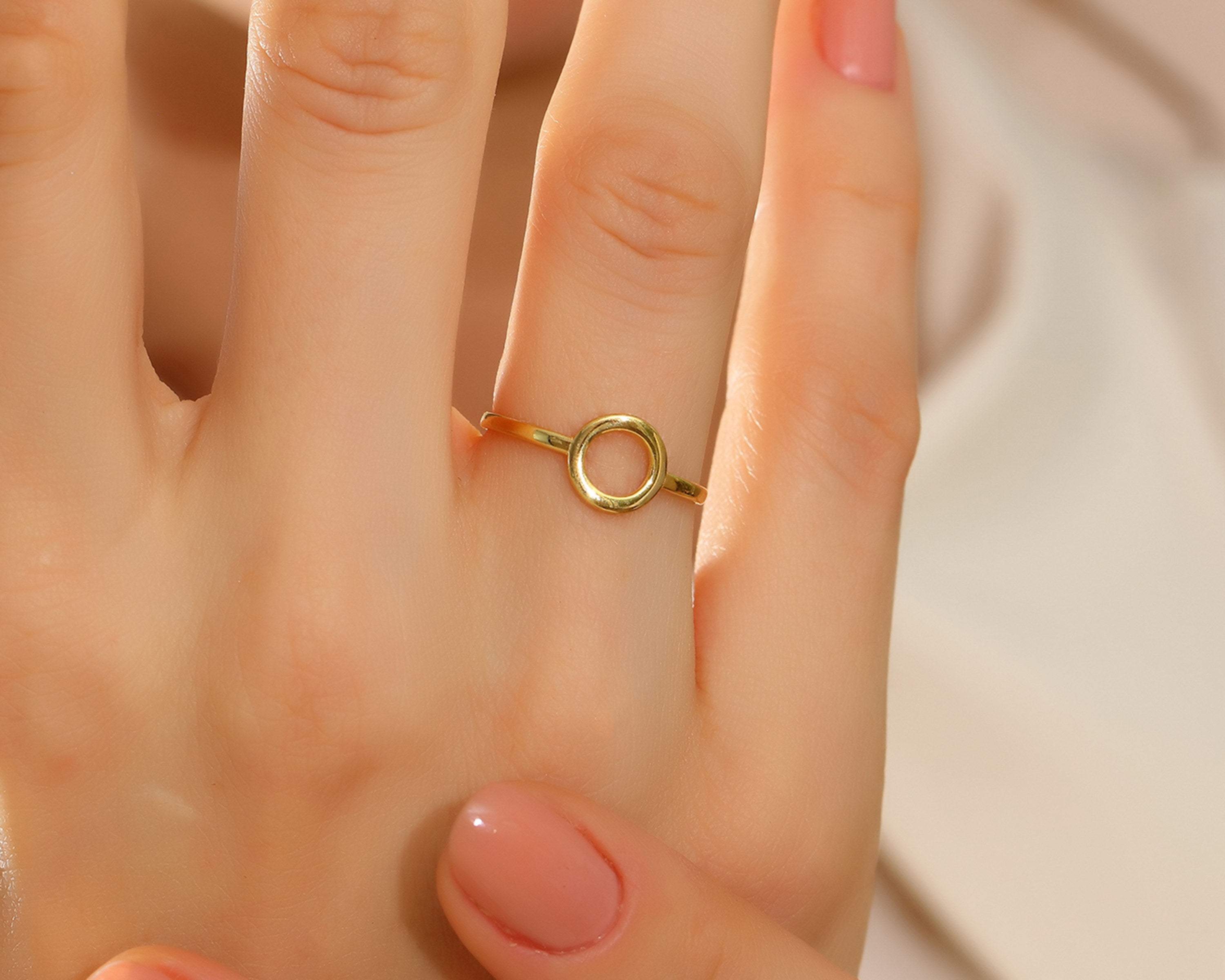 VIECLAT Solid Yellow Gold Open Circle Thin Band Ring