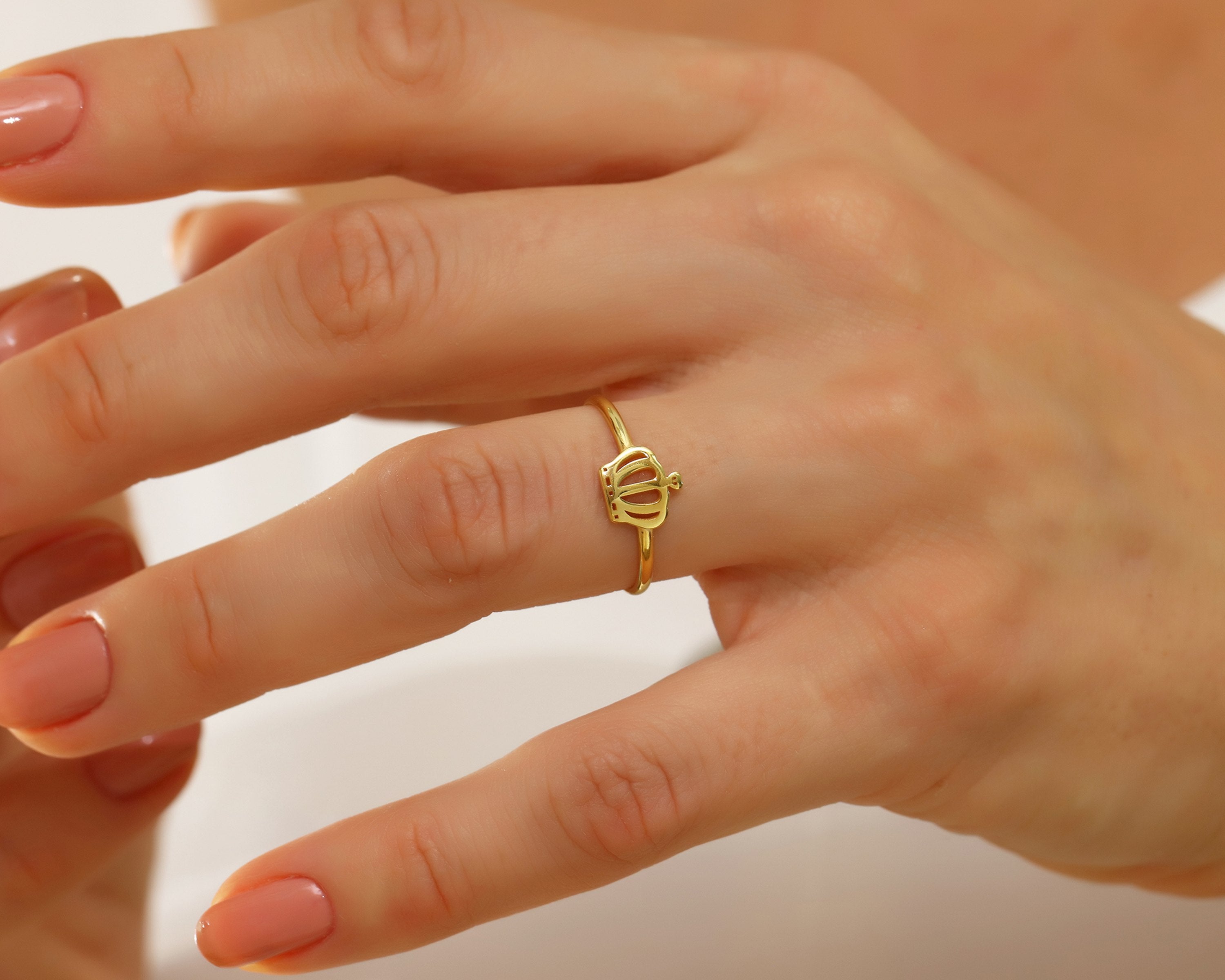 VIECLAT Solid Yellow Gold Crown Ring Closeup