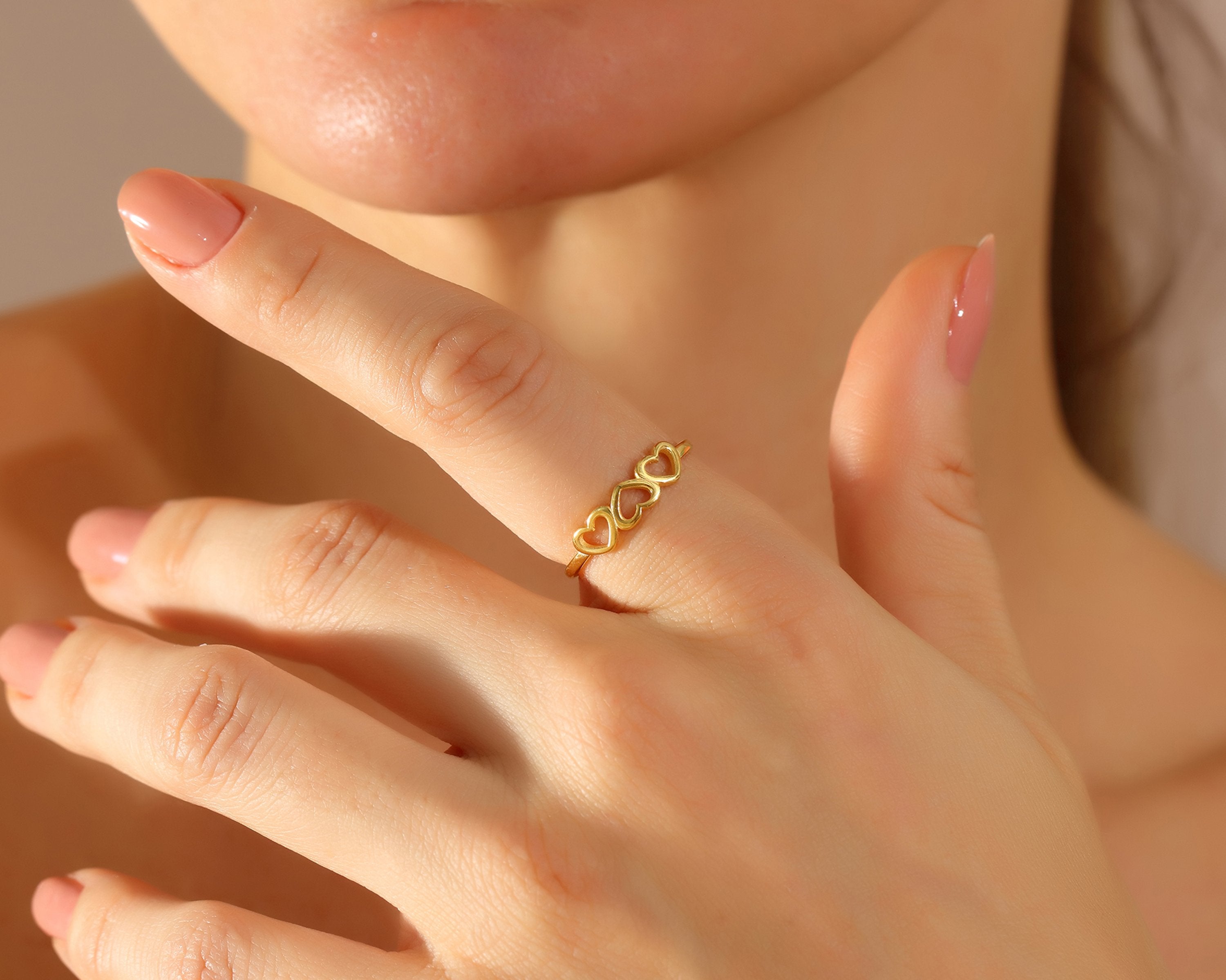 VIECLAT Gold Triple Heart Band Ring