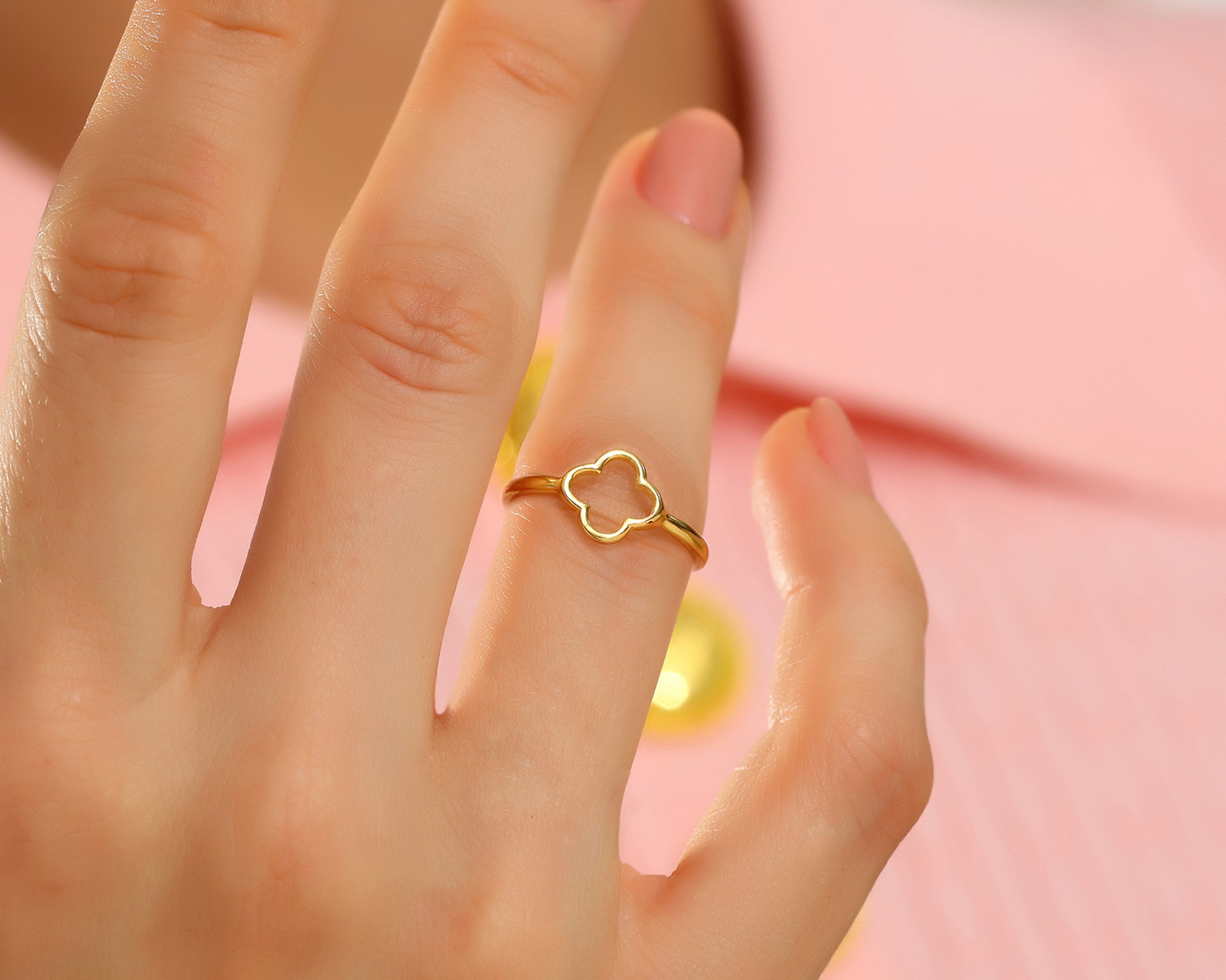 VIECLAT Gold Open Clover Flower Ring