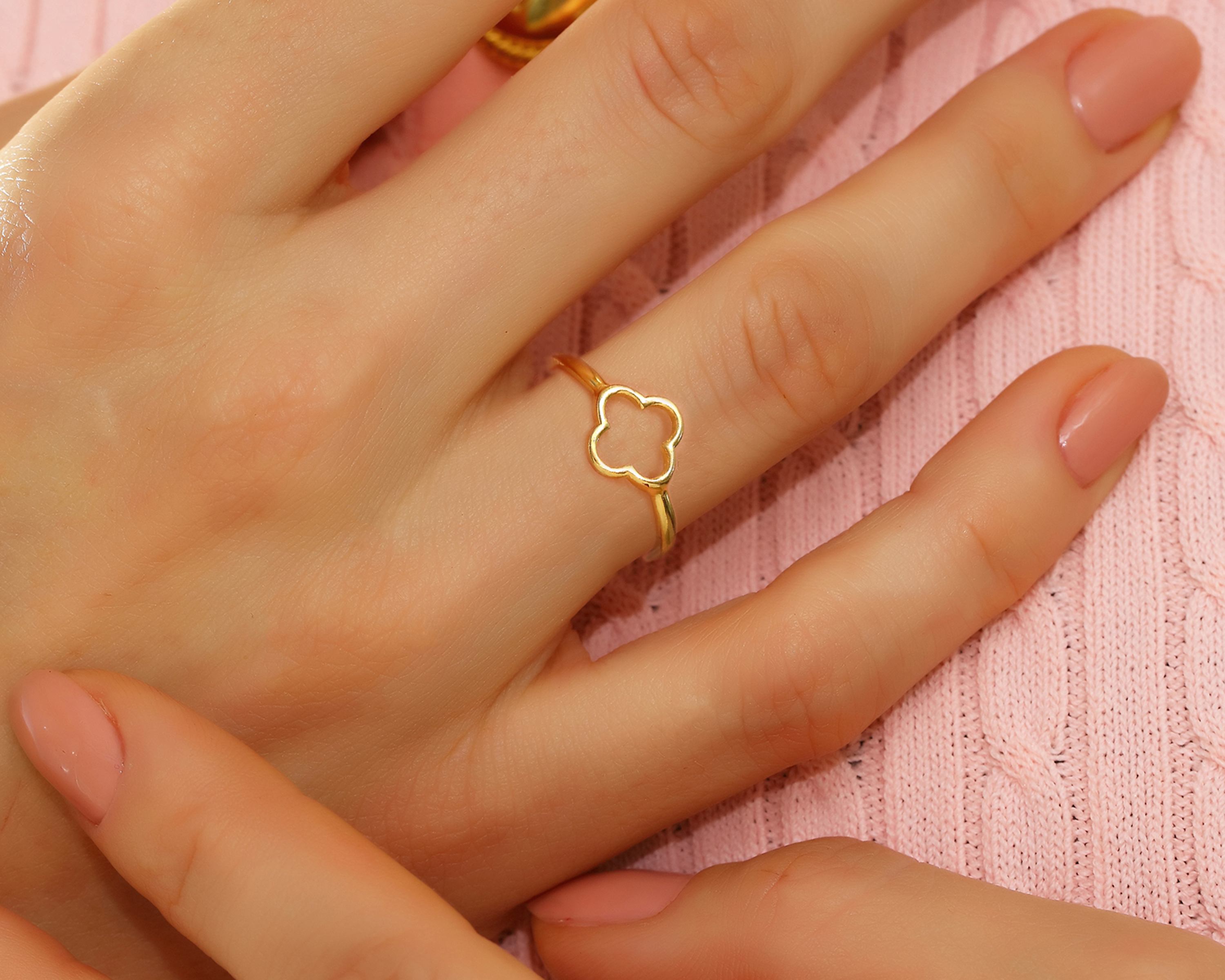 VIECLAT Gold Open Clover Flower Ring