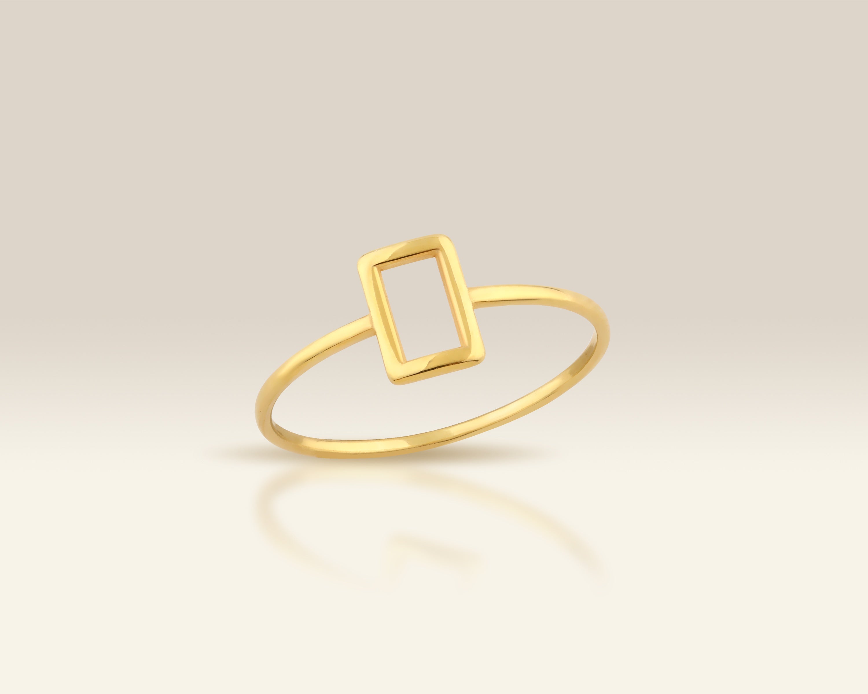 VIECLAT Solid Yellow Gold Open Rectangle Minimalist Ring