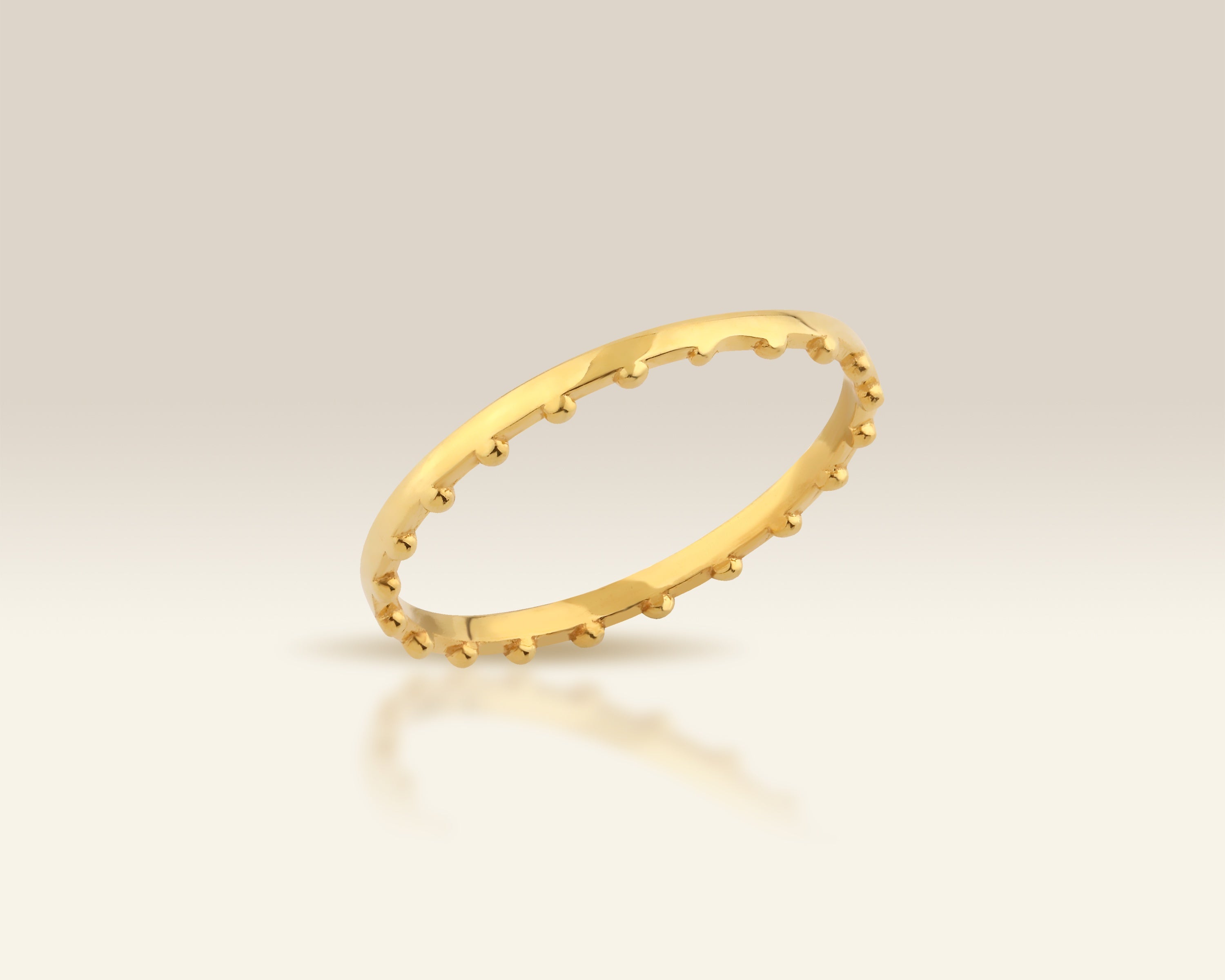 VIECLAT Solid Yellow Gold Beaded Stacking Band Ring