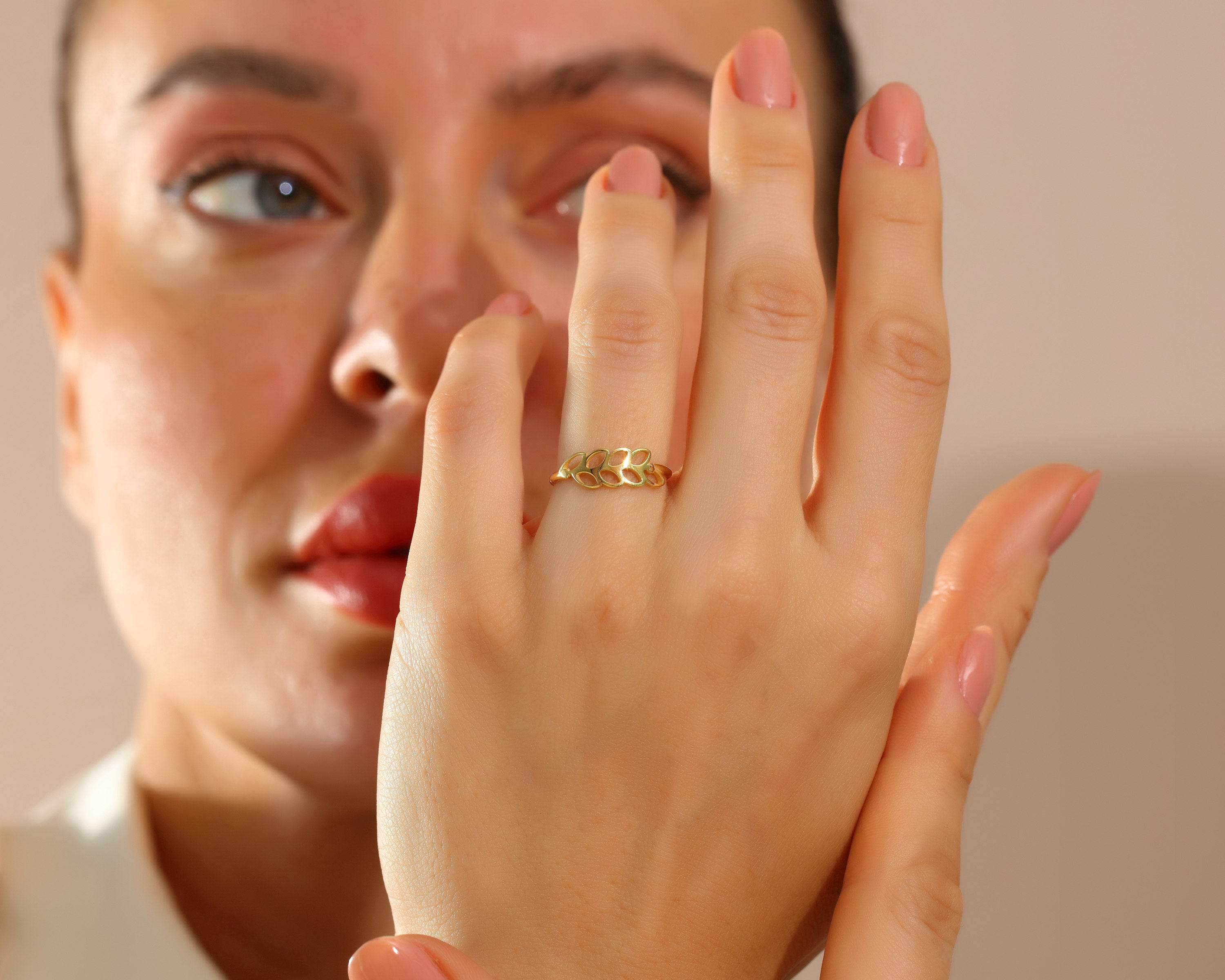 VIECLAT Solid Yellow Gold Leaf Laurel Ring