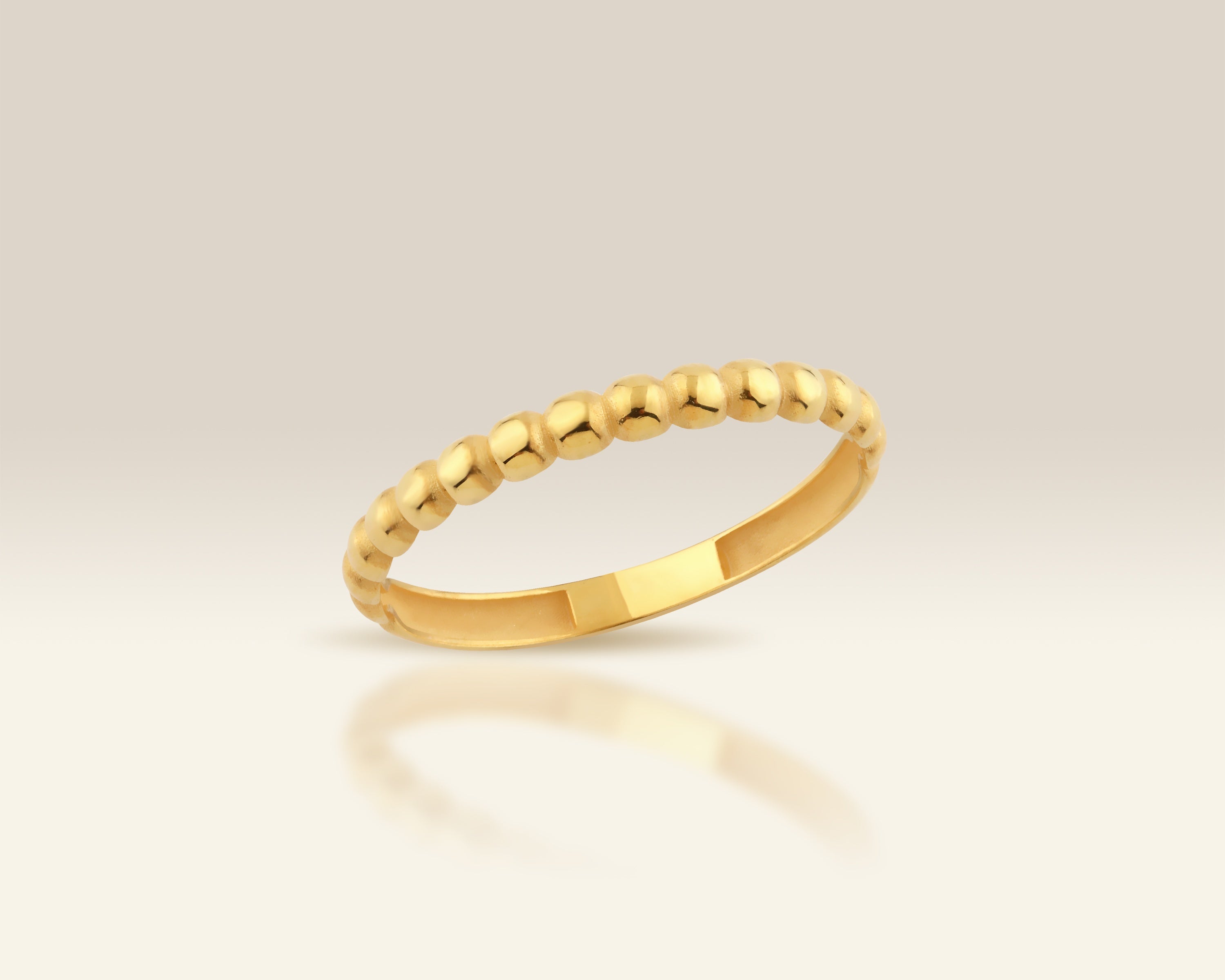 VIECLAT Solid Yellow Gold Beaded Ball Ring
