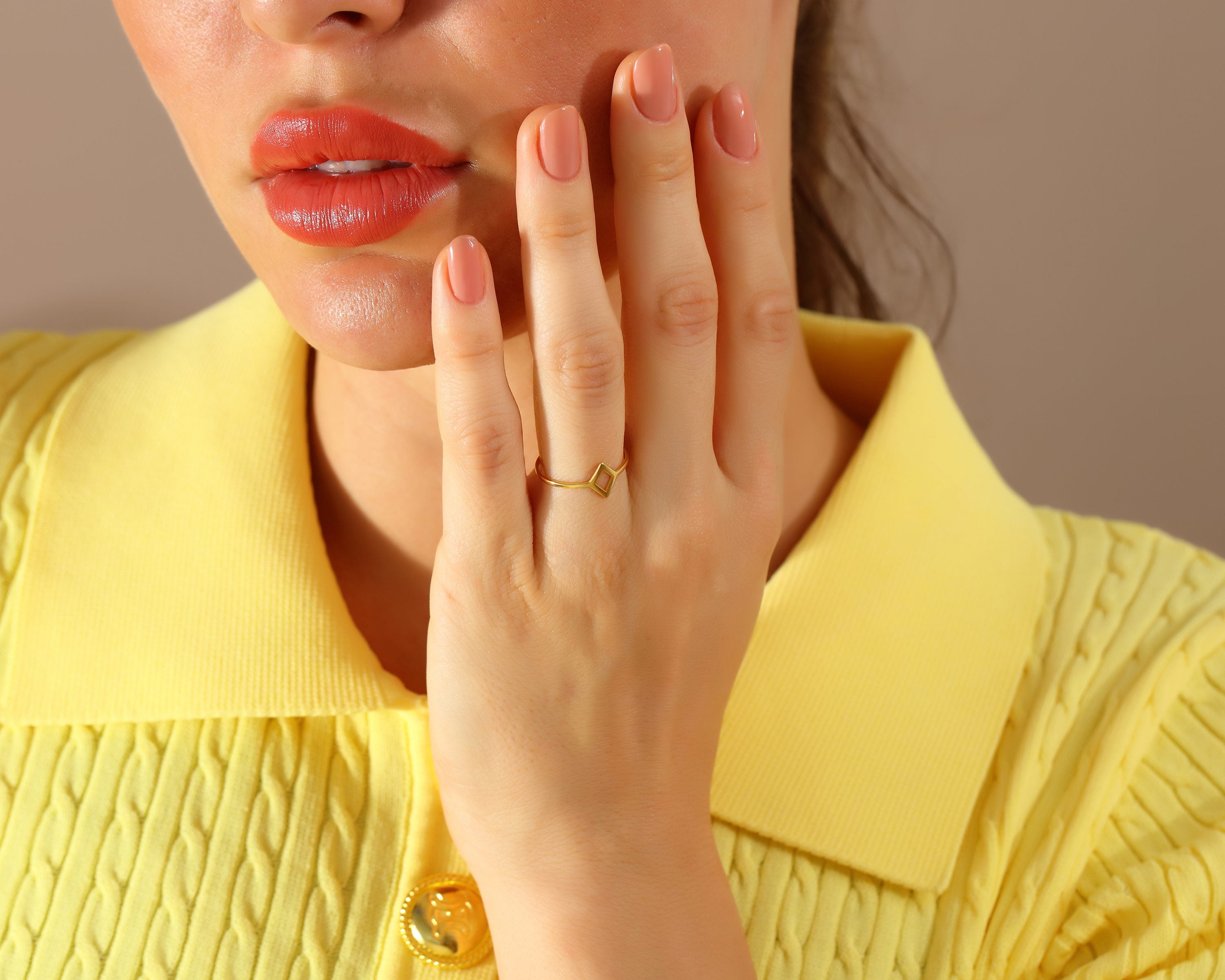 VIECLAT Gold Open Diamond Shape Ring