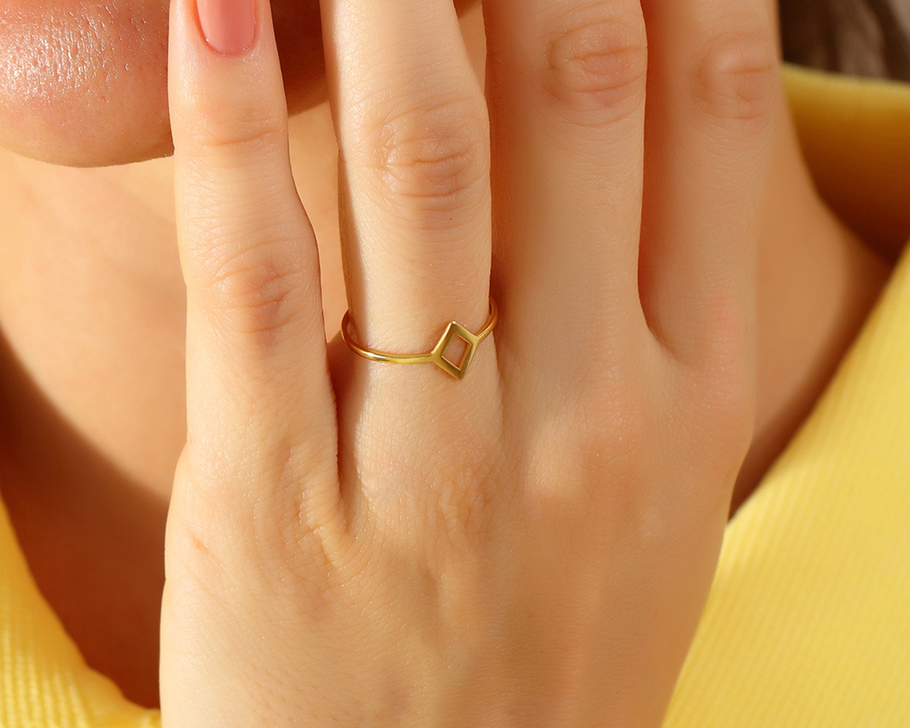 VIECLAT Gold Open Diamond Shape Ring