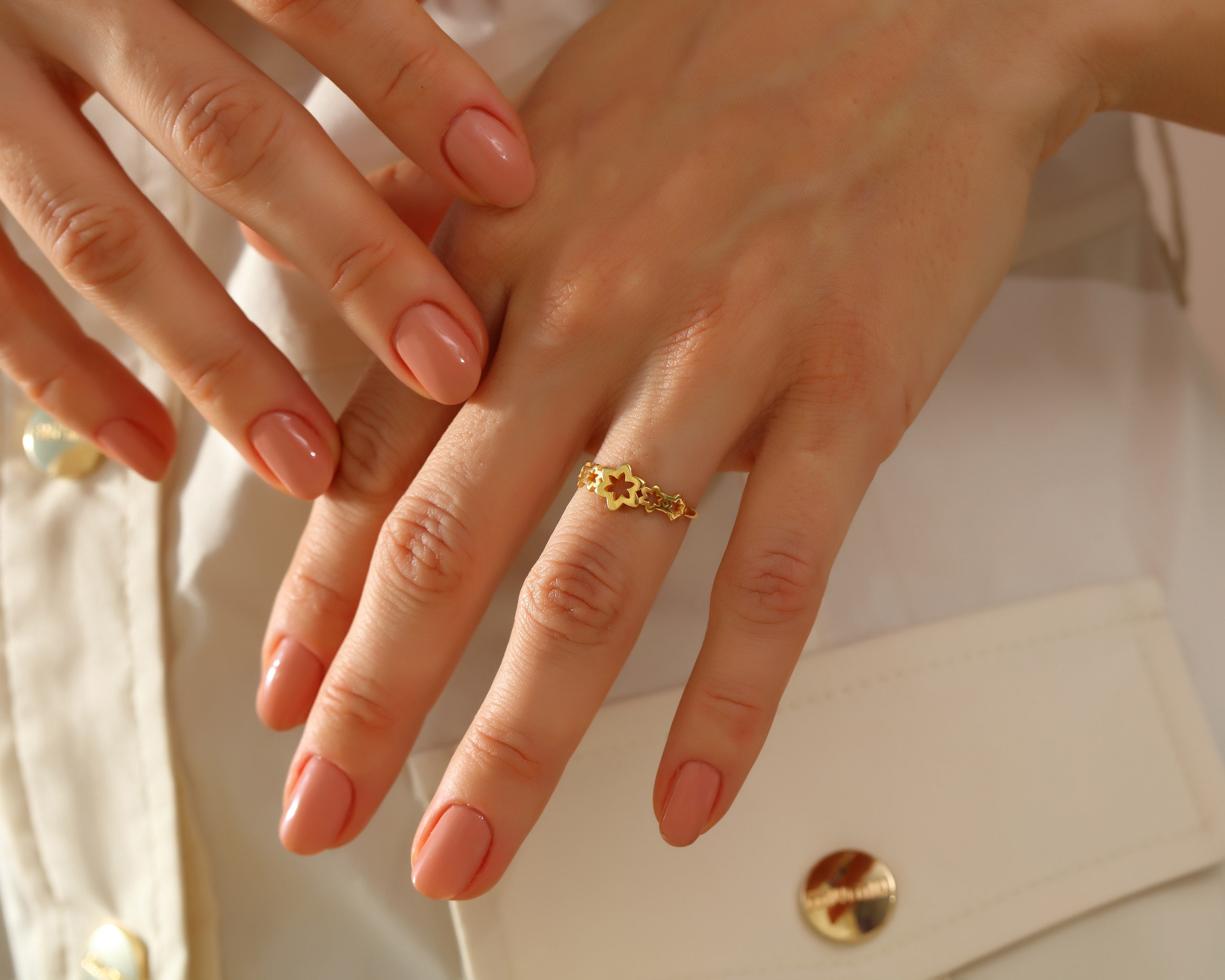 VIECLAT Gold Flower Cutout Stackable Ring