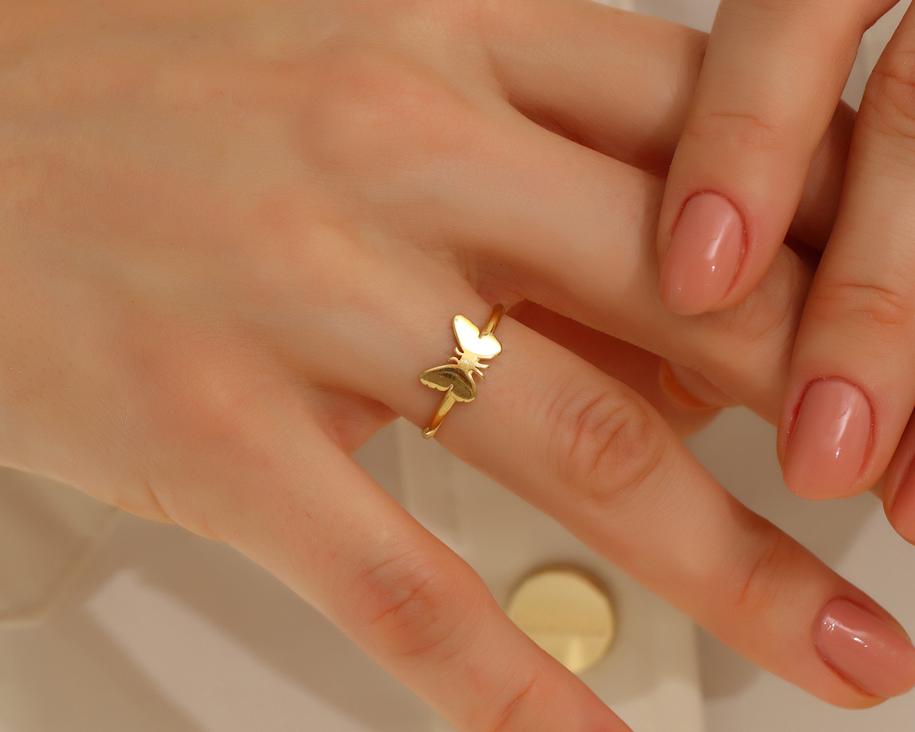 VIECLAT Solid Yellow Gold Butterfly Ring