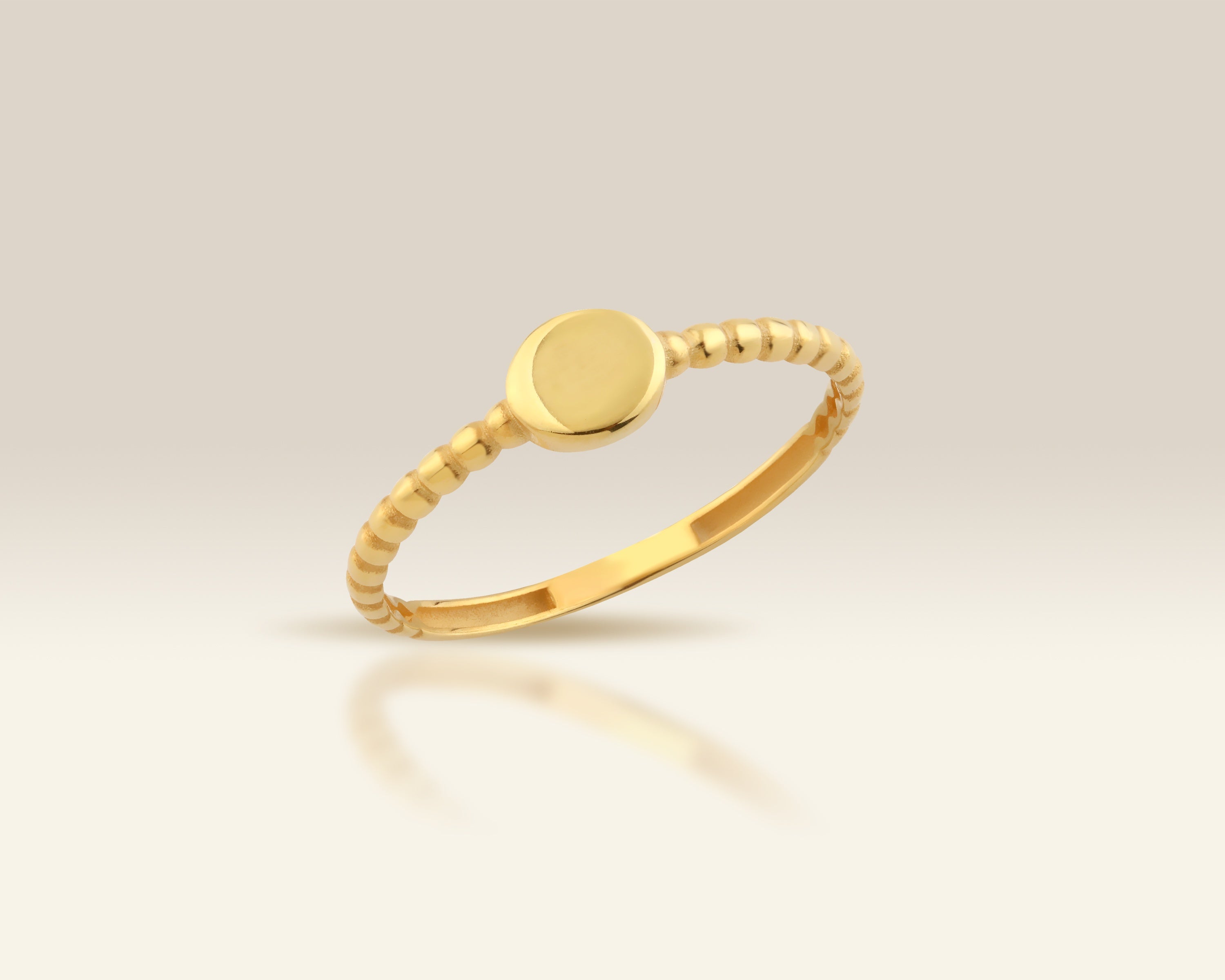 VIECLAT Gold Beaded Band Oval Signet Ring