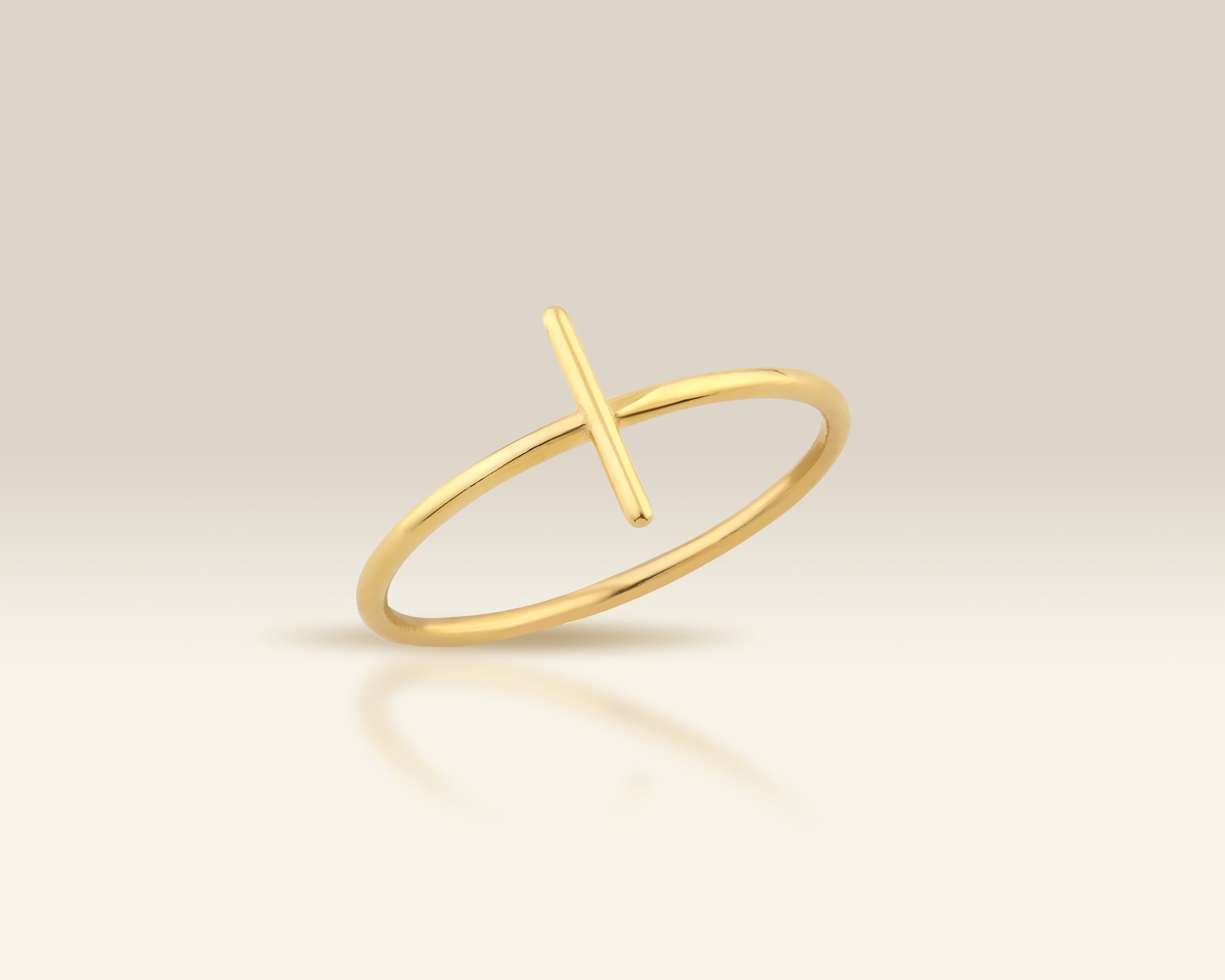 VIECLAT Gold Sideways Cross Bar Ring